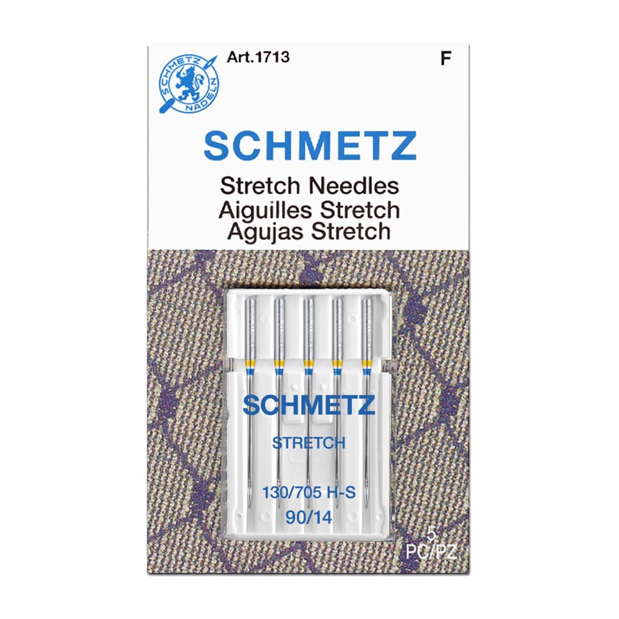 SCHMETZ Stretch Sewing Machine Needles - Precision Needles, Size 90/14, 5-Needle Cards, Pack of 1