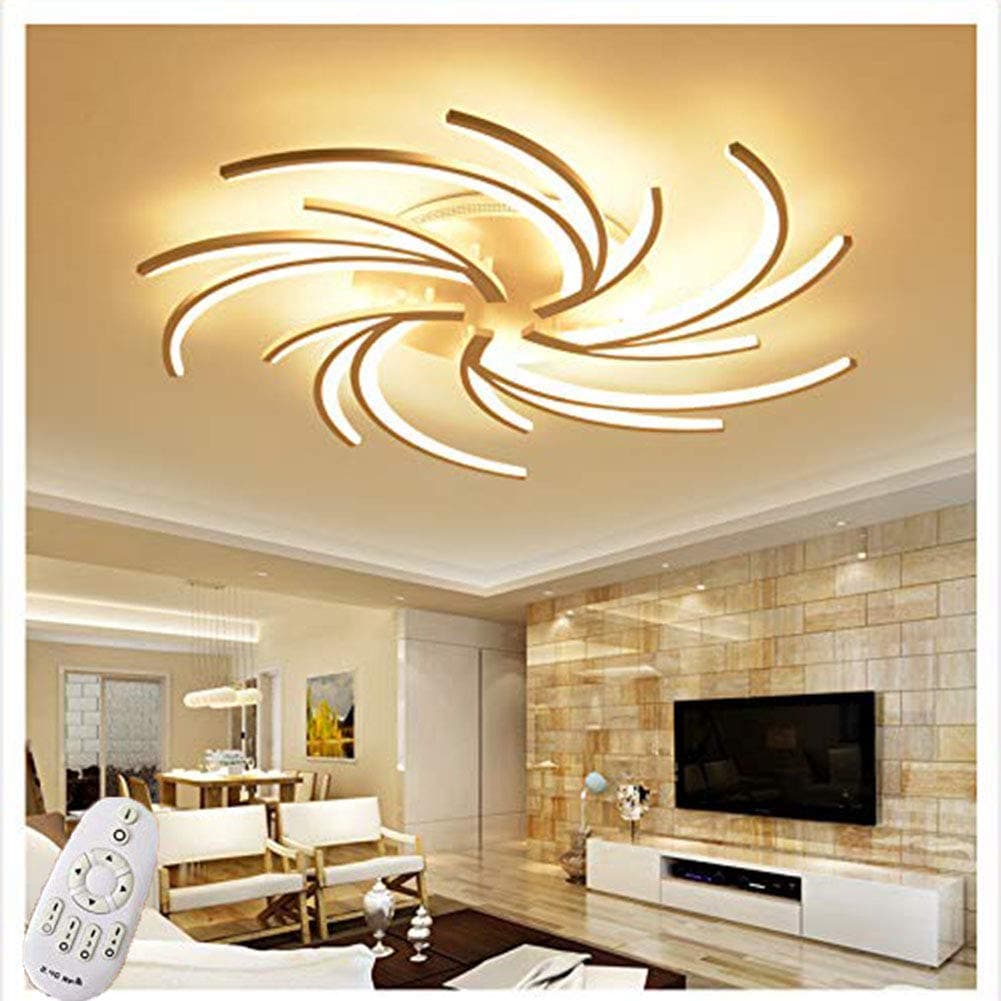 LED Ceiling Lighting with remote control Light color/brightness adjustable Pendant Lighting Acrylic shade white lacquered metal frame Ceiling Light Designer Lamp,5heads