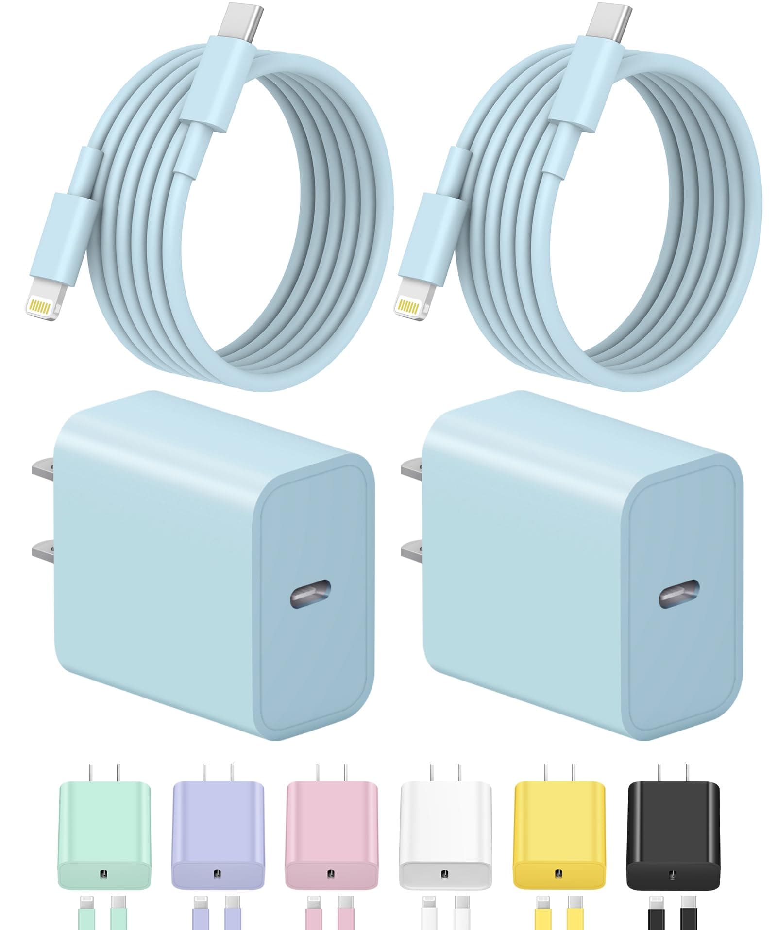 iPhone Charger Fast Charging USB C Charger Block Type C Charging iPad Chargers with 6FT C Chargers Cord Compatible with iPhone14/14 Pro Max/13/13Pro/12/12 Pro/11,iPad(Blue)