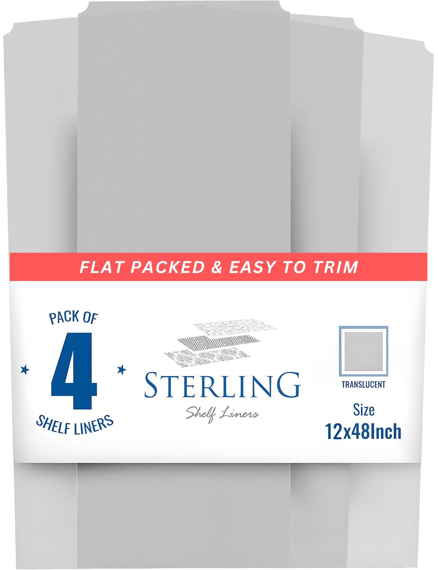 Wire Shelf Liner - 12" x 48" Flat Packed - Set of 4 - Clear - Wire Shelf Liners for Closets, Pantry and More - Plastic Closet Liner for Shelves - Easy to Trim - Wire Rack Cover - Closet Shelf Liner