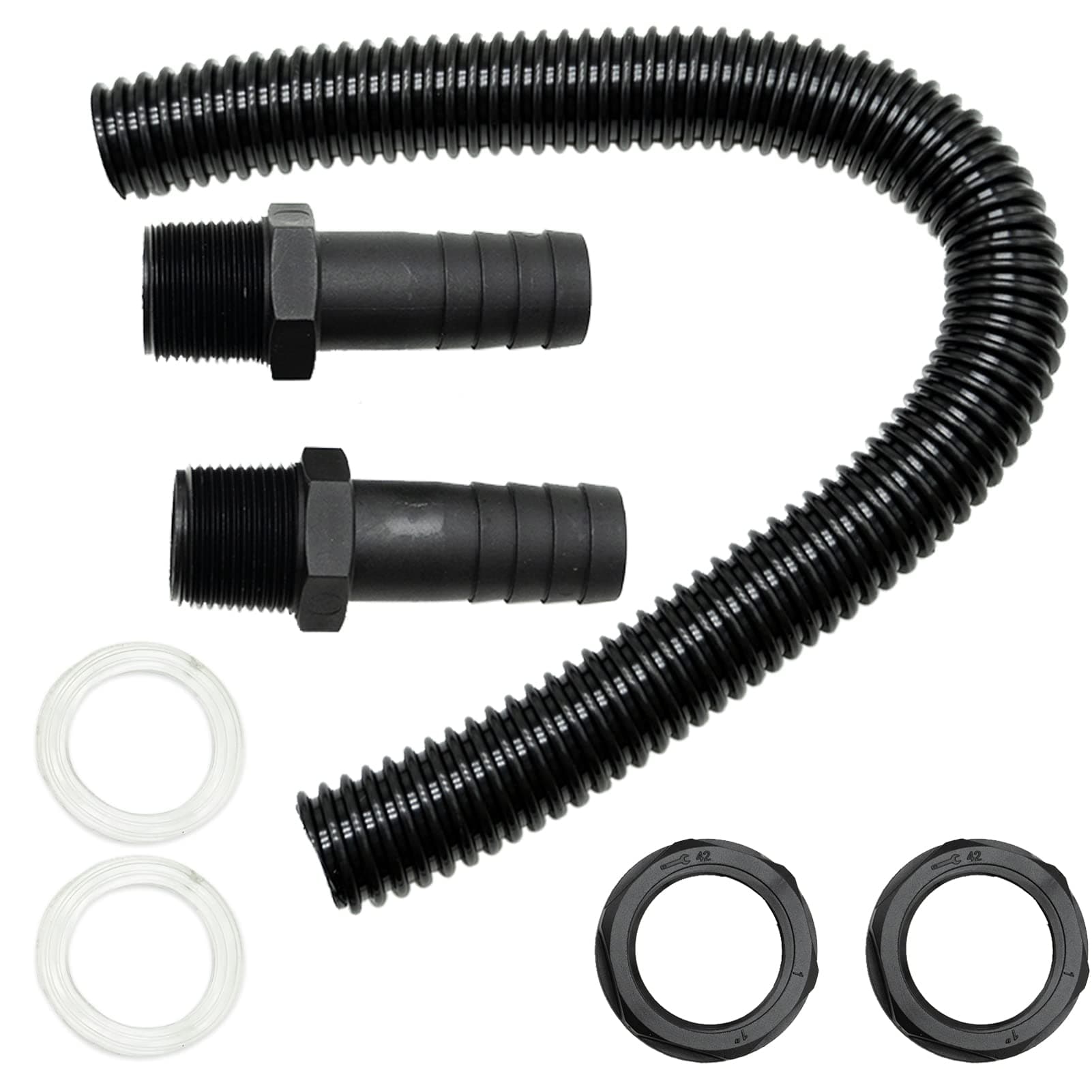 SZXMDKHWater Butt Connector Pipe Link Kit,Butt Connector Pipe Link Kit Rain Barrel Linking Kit Two Tank Fittings Male Thread (One Tube)