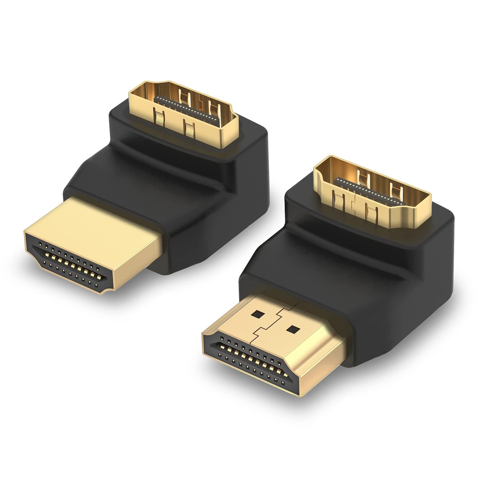 HDMI 90 and 270 Degree Adapter 2-Pack, Right Angle HDMI Male to Female L Adapter Connector 3D&4K Supported