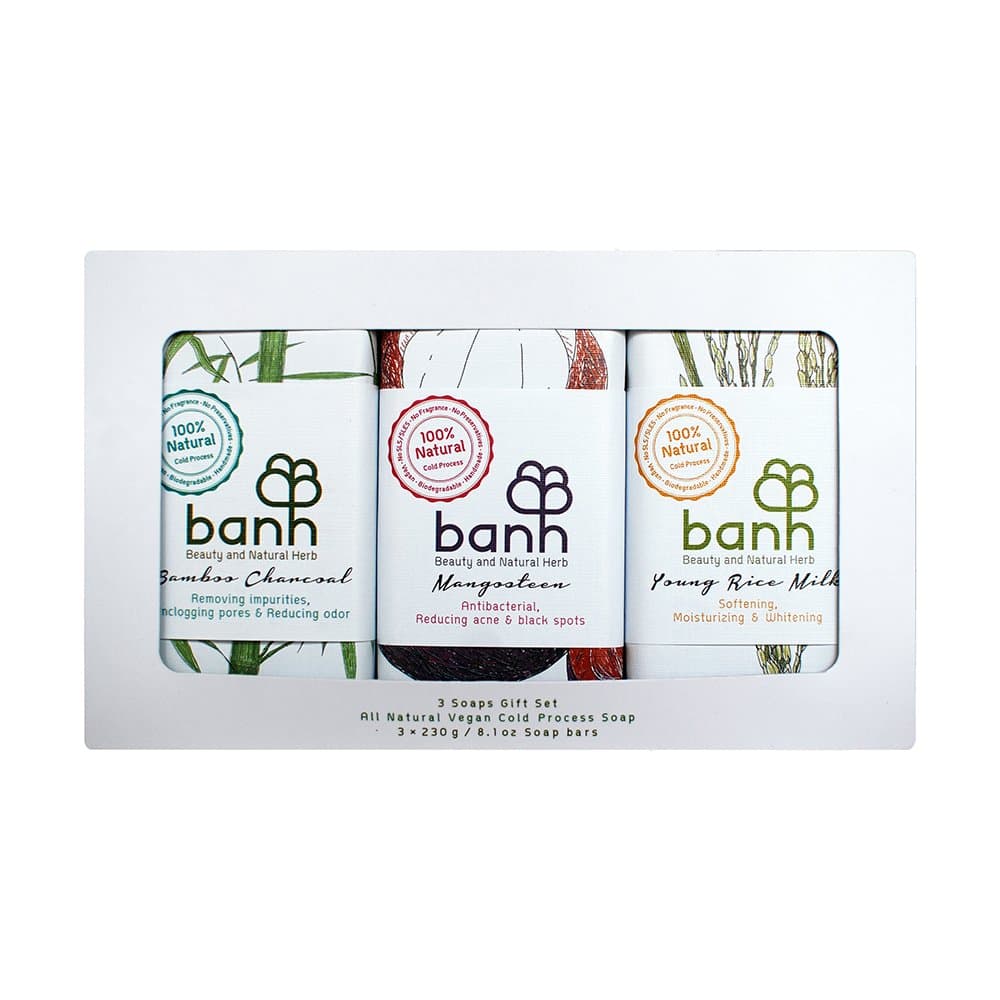 All Natural Vegan Cold Process Soap Bar Gift Set in Box - Includes 3 x 8.1 oz Soaps