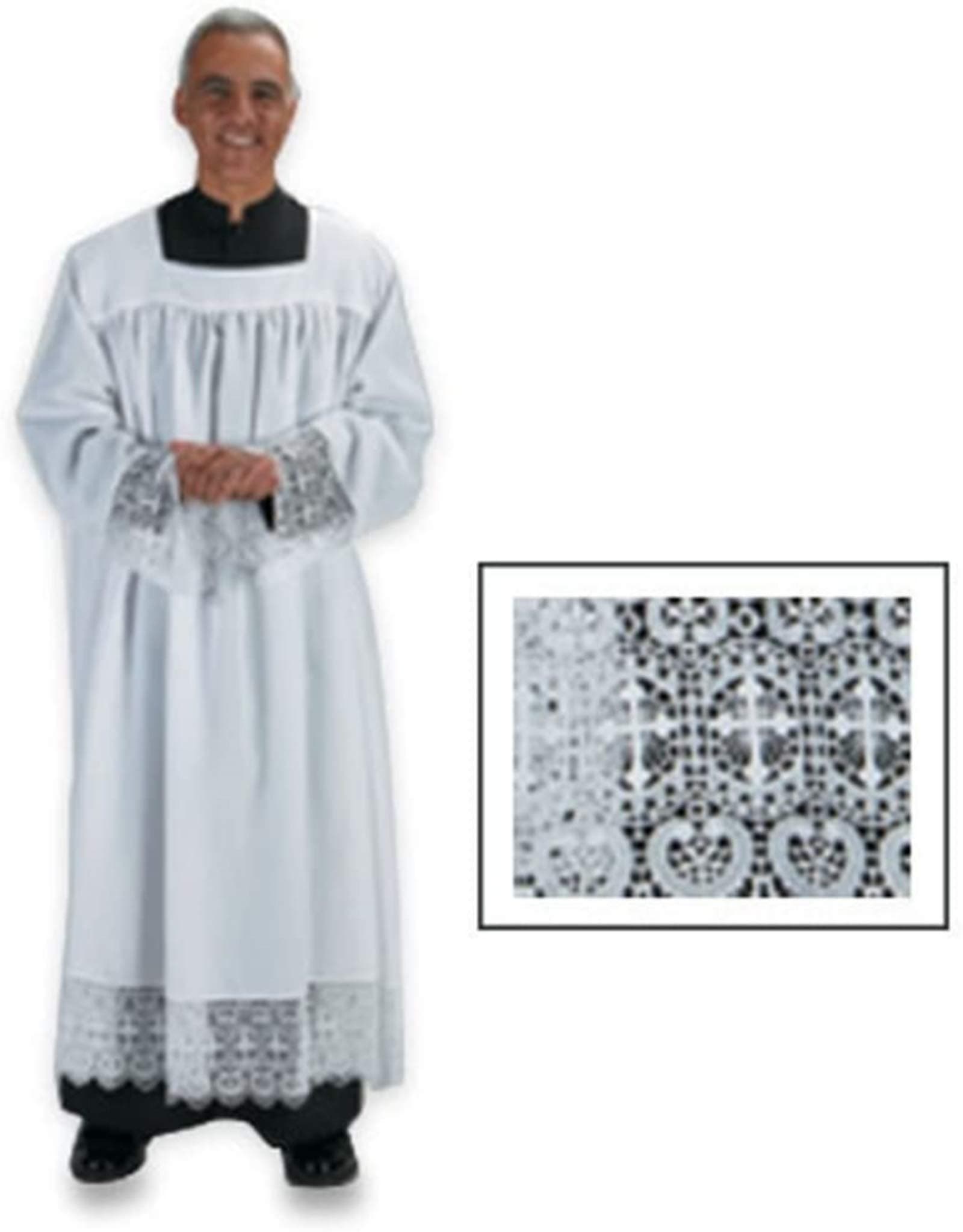 Polyester Square Neck ALB with Lace Detail (Medium)