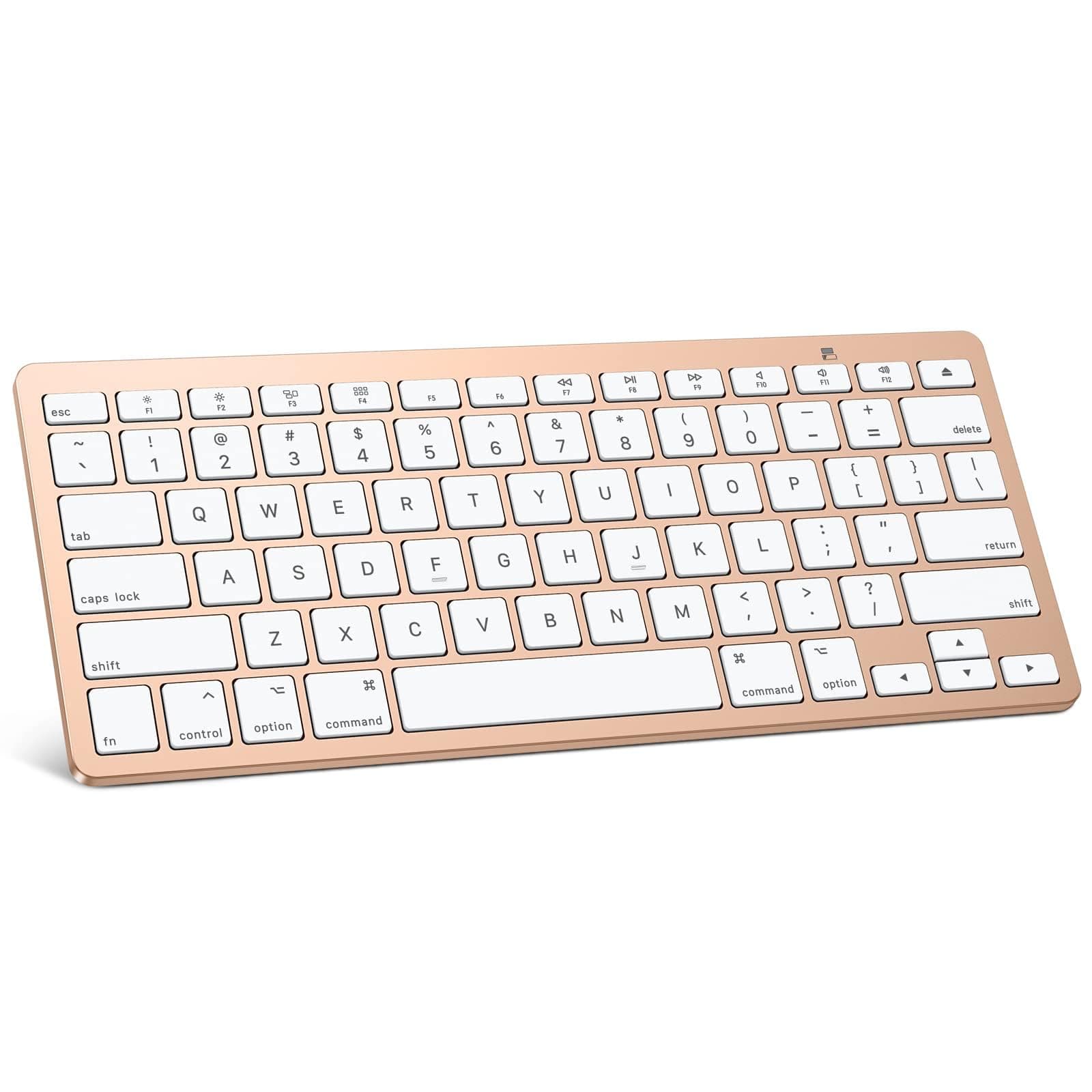 OMOTON Bluetooth Keyboard Compatible with Mac, Compact Wireless Keyboard Compatible with MacBook Pro/Air, iMac, iMac Pro, Mac Mini/Pro Laptop and PC, Gold