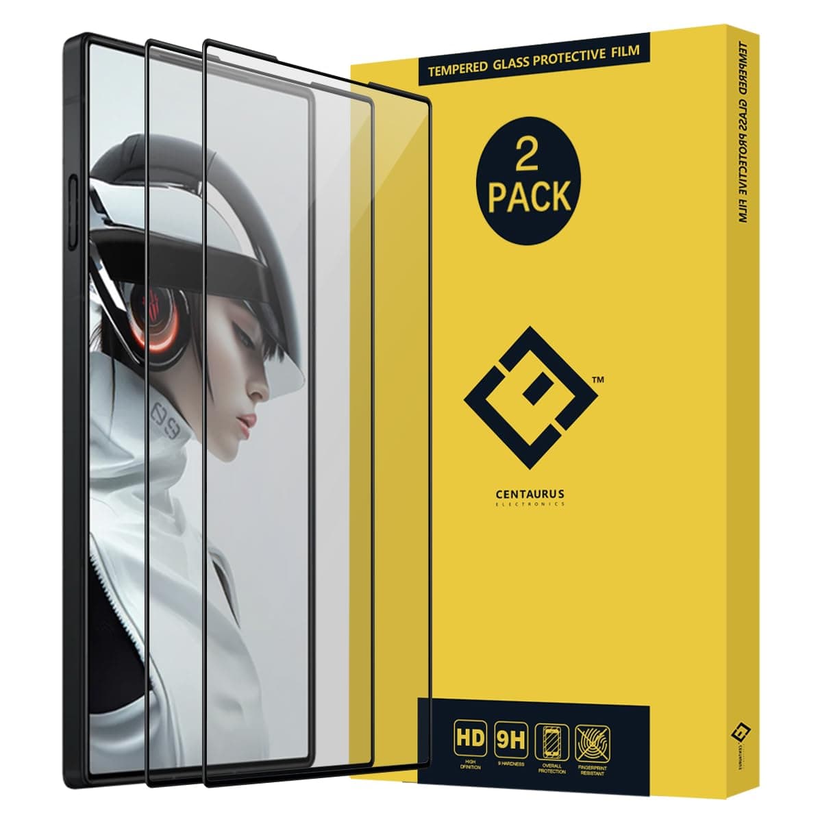 2Pcs Red Magic 9 Pro Screen Protector, Full Coverage Silk Anti-Scratch 9H HD Clear No-Bubble Tempered Glass Screen Protector Protective Film For Z T E Nubia Red Magic 9 /9+ 6.8" Black