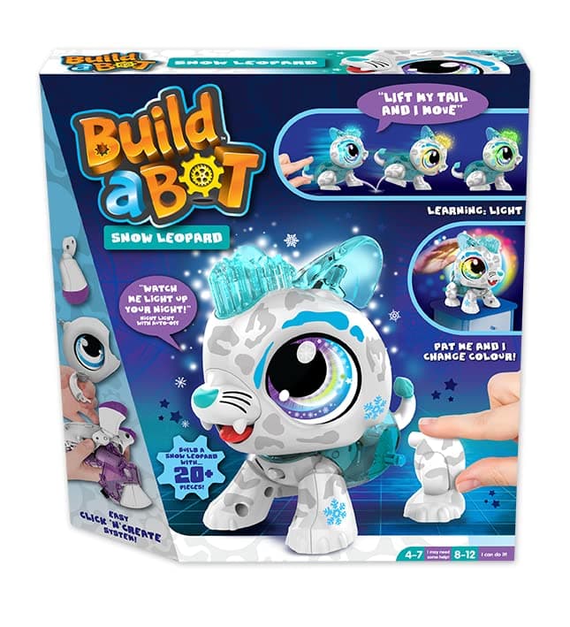 Build-a-Bot: Snow Leopard | Build Your Own Interactive Pet Snow Leopard | Easy Click 'n' Create System | 20+ Piece STEM Robot Kit for Kids | For Ages 4+