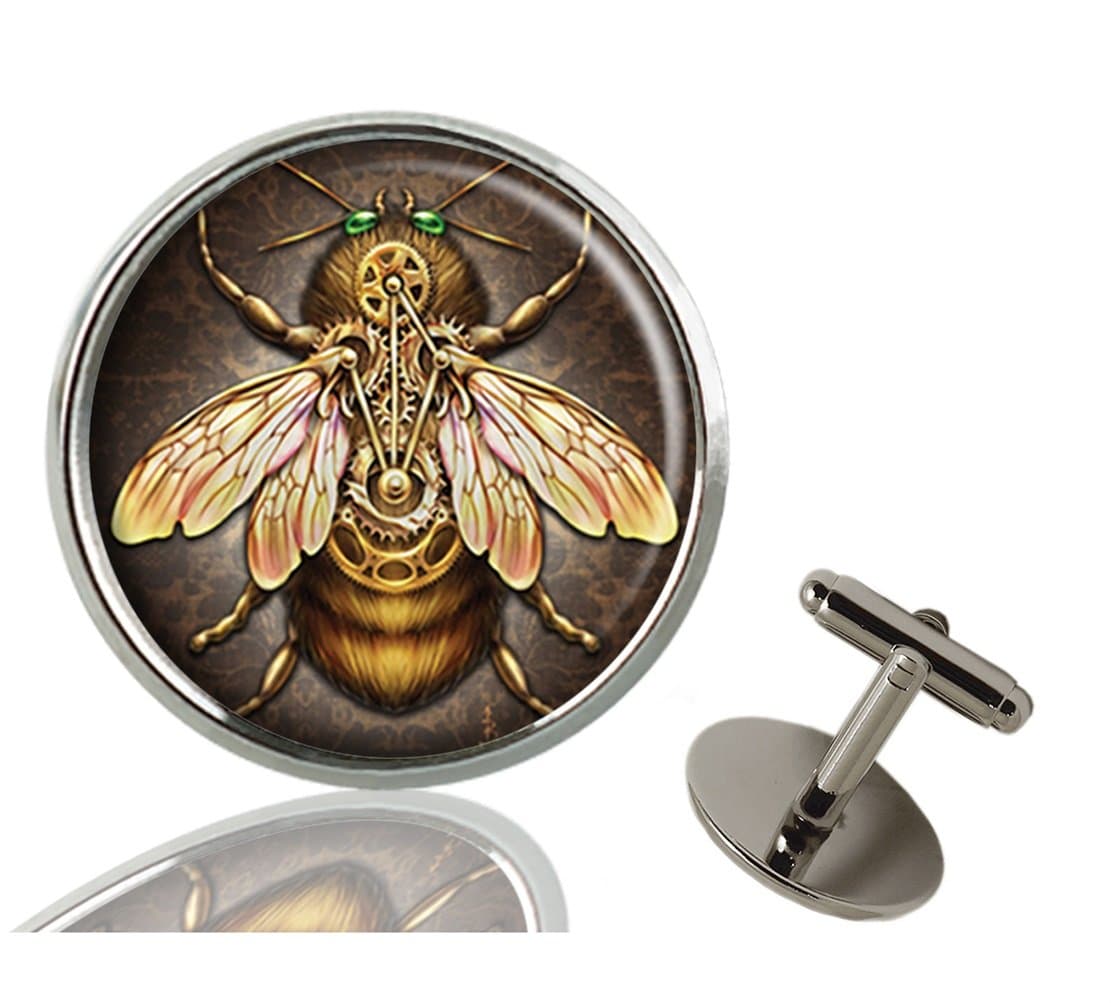 AH BAO Steampunk bee Custom Men's 2PCS Initial Shirt Cuff links Wedding A-Z Business Cufflinks