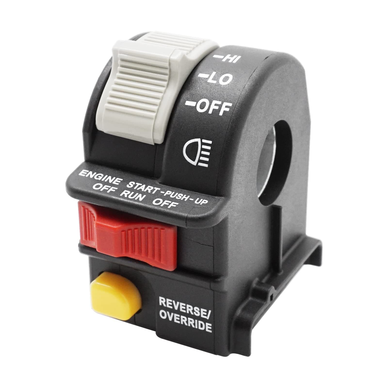 Left Handlebar Engine Start Off Headlight HI LO Off Switch for Polaris Sportsman Scrambler Magnum Trail Blazer Trail Boss Xpedition Xplorer Sport Worker Diesel 1999-2001, OEM#4010262 4110243 4110248