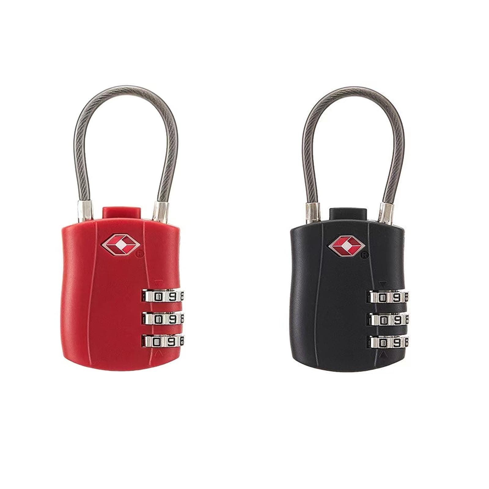 TSA Approved Cable Luggage Locks for Laptop Backpack, Re-settable Combination, Black/Red