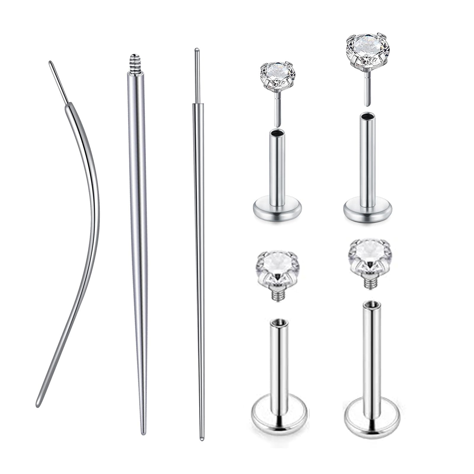 QWALIT Piercing Taper Threadless Insertion Tool - Titanium Labret Pin 16g, 18g, 20g