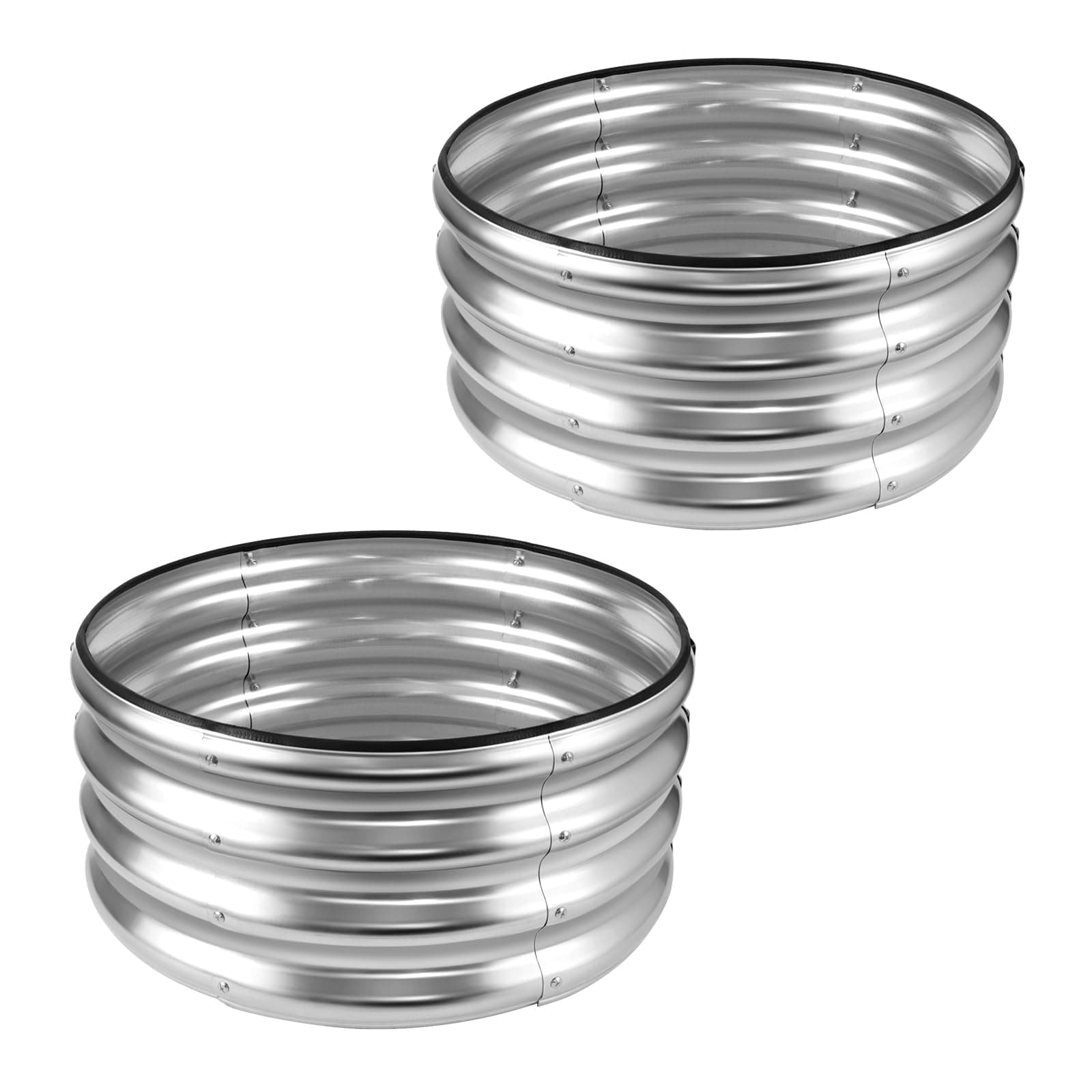 Raised Garden Bed,Galvanized Raised 2 PCS 2×2×1ft Planter Boxes Outdoor with Easy Assembly, Round Garden Bed for Vegetables, Fruits, Flowers