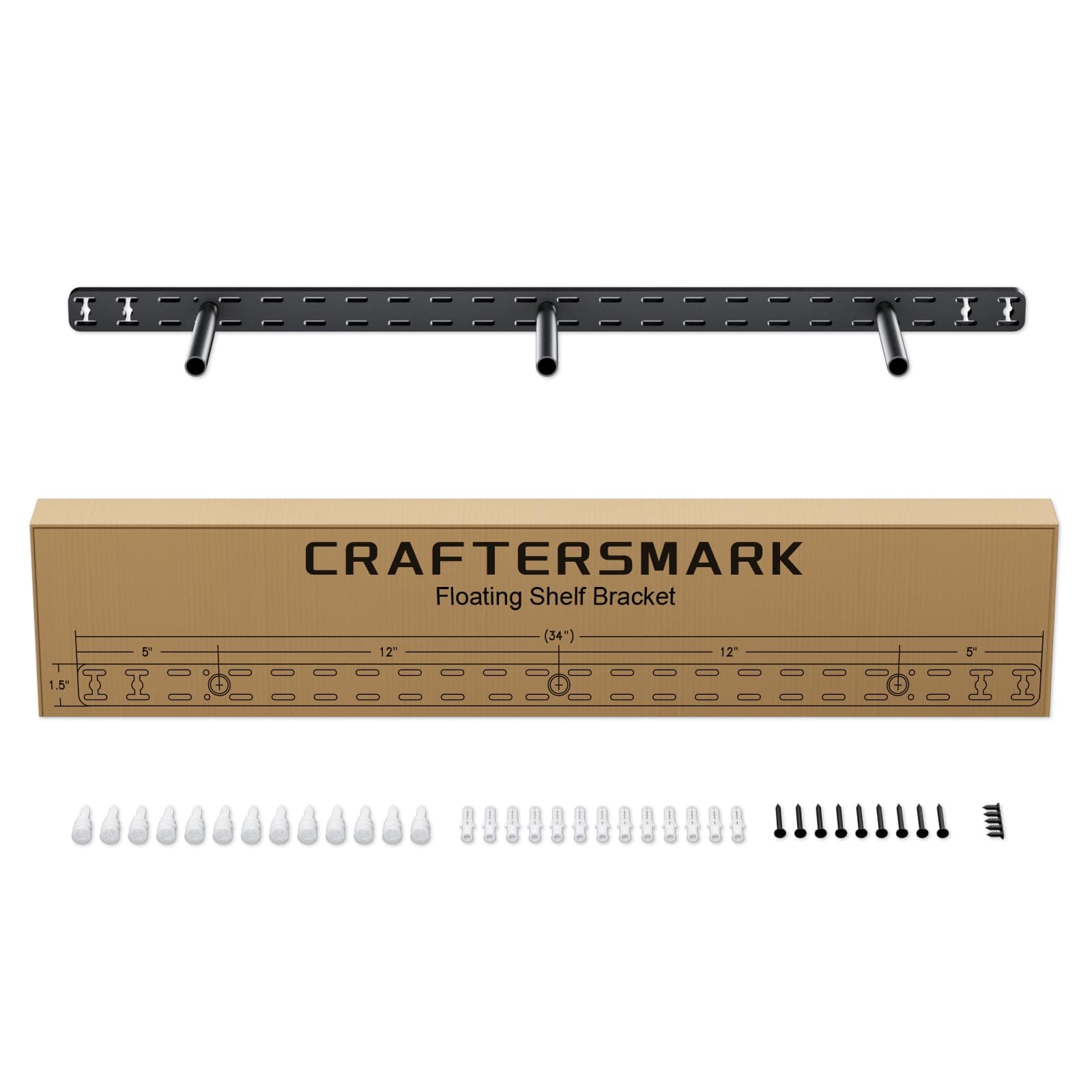 1pc Floating Shelf Hardware Heavy Duty Hidden Shelf Brackets Support,Wall Mounting Invisible Floating Shelves Bracket Without Jig (34" x 6" x 1.5" Without Tools)