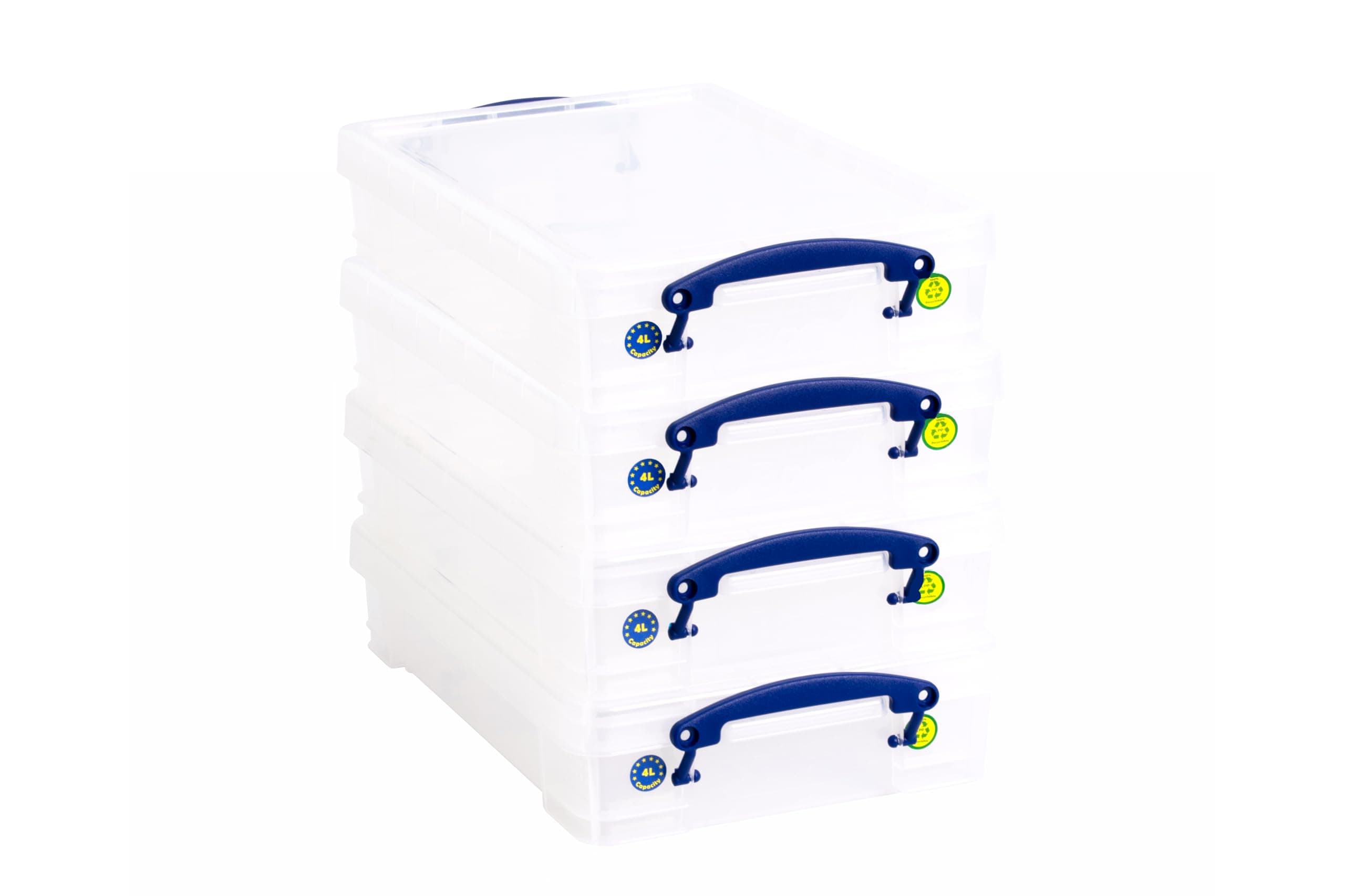 Really Useful Box Plastic Storage 4 Litre Clear (Pack Of 4)