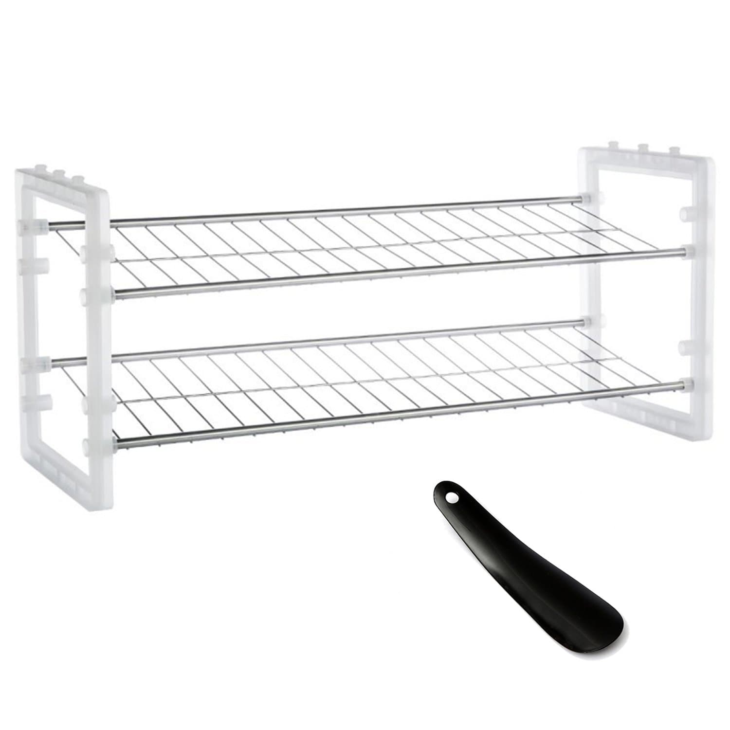 Smart, this shoe rack is tiered to save space., white, Largeur 67.5cm - Profondeur 25cm - Hauteur 31.5cm