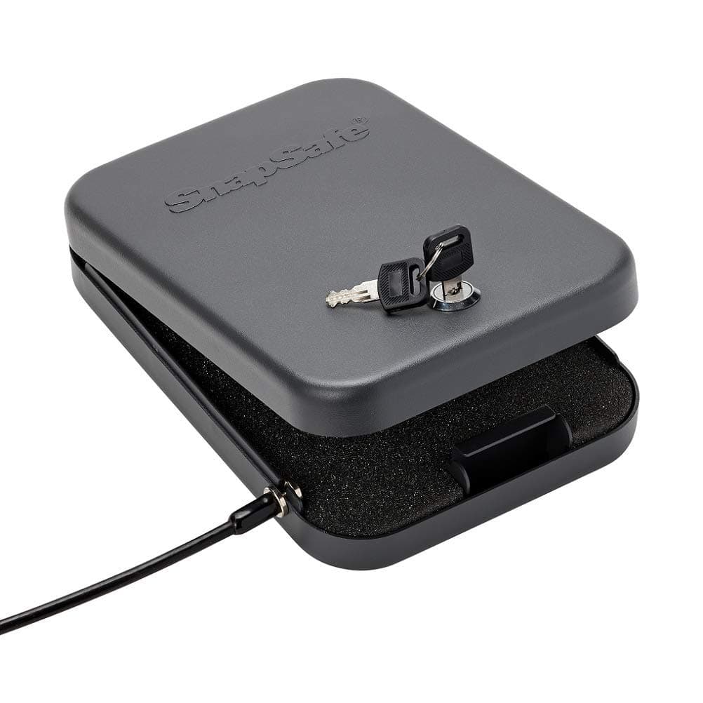 Portable Lock Box for Guns and Valuables – Includes Lock Box, 2 Keys and Patented Security Cable – An Ideal Car Gun Safe – XXL, Black, 11.5 x 8.5 x 2.5 Inches