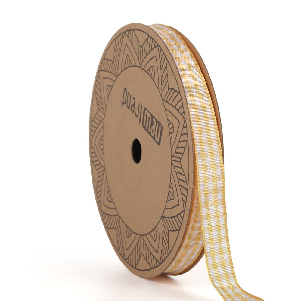 NewTrend Gingham Ribbon 25 Yard Each Roll 100% Polyester Woven Edge (3/8-Inch,Orange)