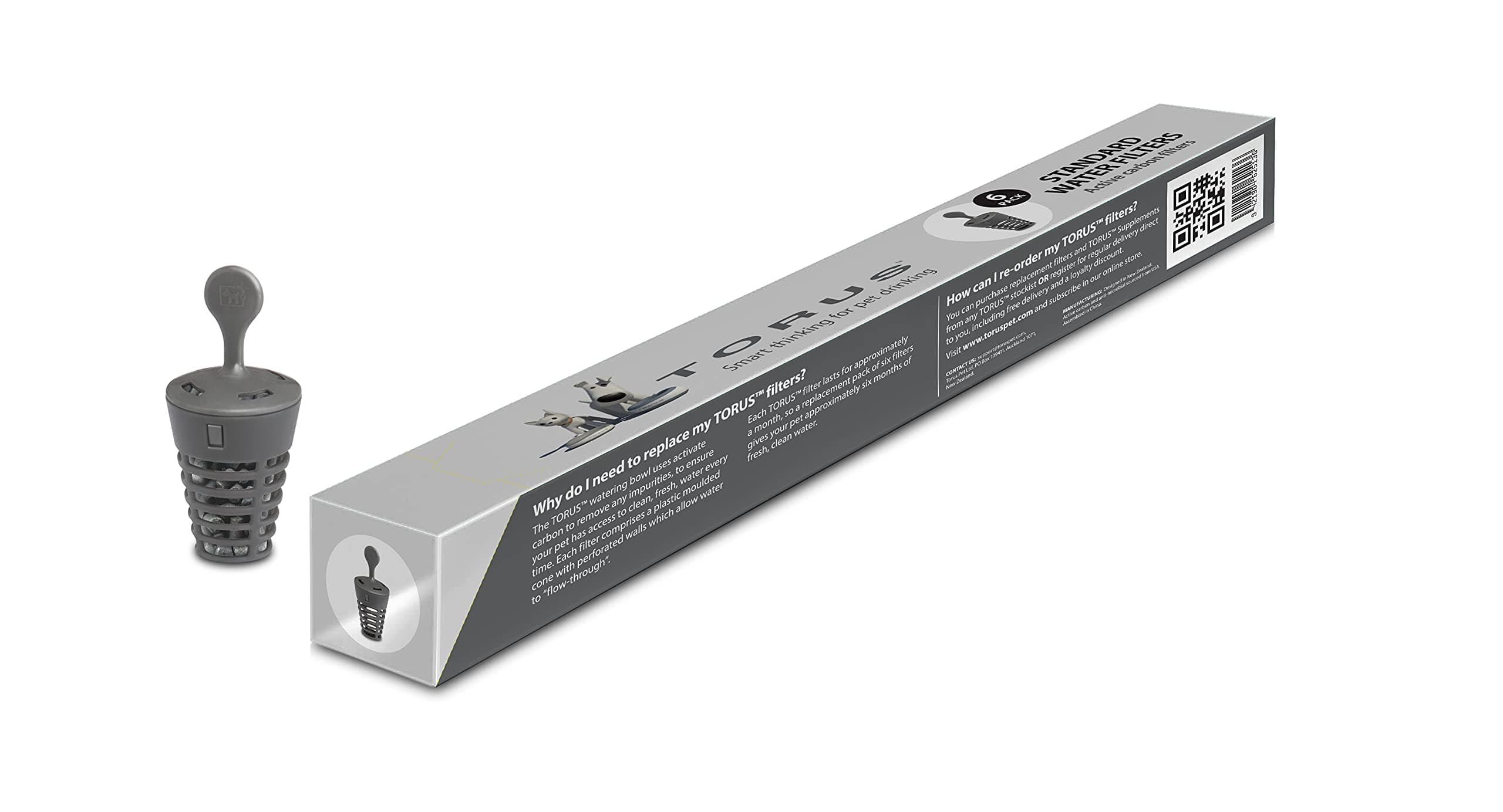 TORUS PET Standard Filter Replacement Pack (6) - Improve Water Clarity, Reduce unpleasant Odors, and Remove Some Chemicals