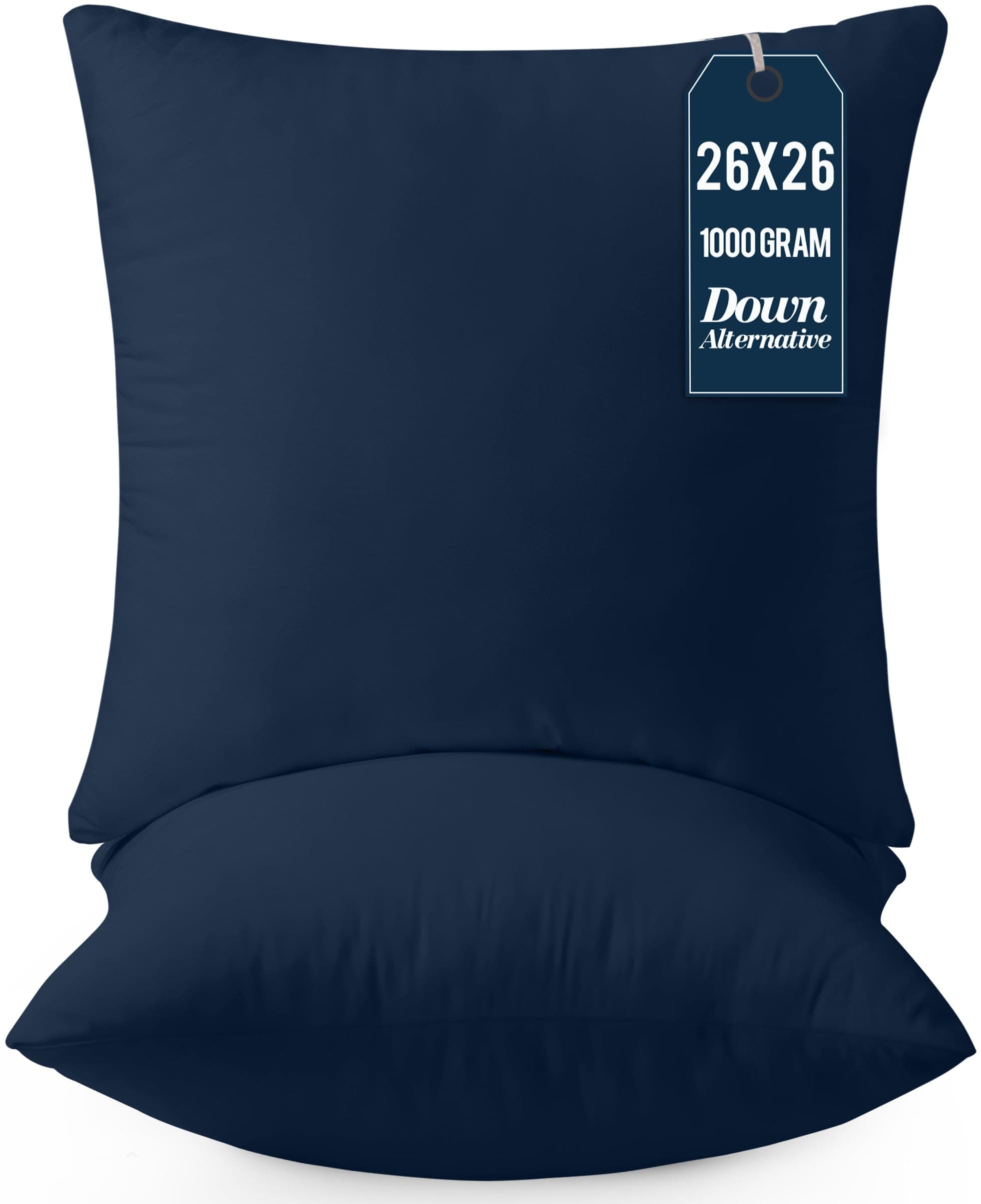 Utopia Bedding Throw Pillows Insert (Pack of 2, Navy) - 26 x 26 Inches Bed and Couch Pillows - Indoor Decorative Pillow