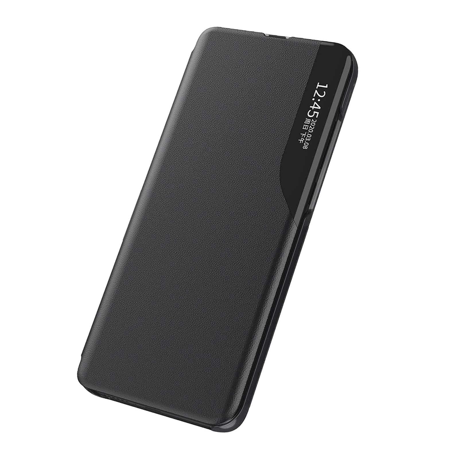 Case for Xiaomi Poco X5 Pro, Windows Smart View Flip Cover with Foldable Kickstand, Premium Leather Phone Shell Case Cover For Xiaomi Poco X5 Pro 5G 2023 (Black)