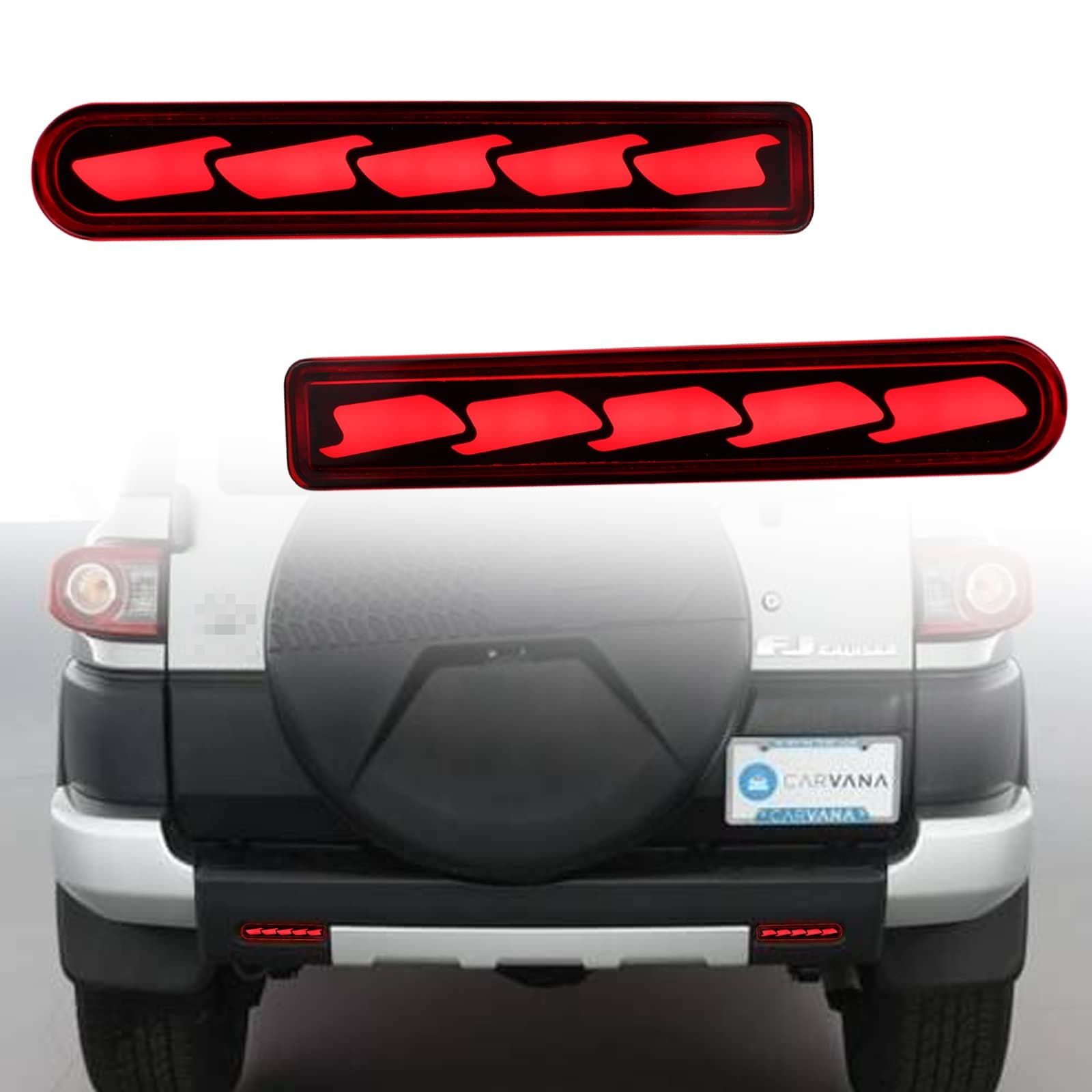Red Rear Bumper Fog Brake Tail Light Sequential Flash Turn Signal Lamps Compatible with Toyota FJ Cruiser 2007-2021 Accessories