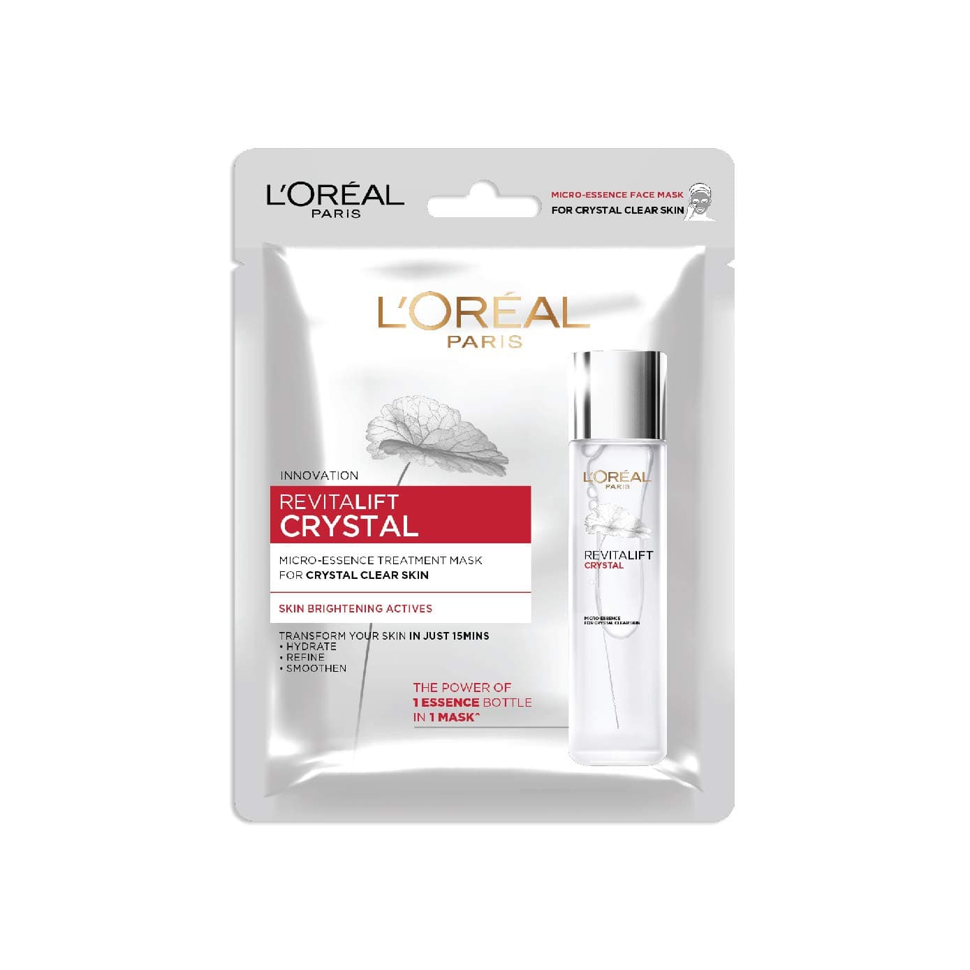 L'Oréal Paris Revitalift Crystal Micro-Essence Sheet Mask, Face Treatment, Crystal-clear Skin, 25g