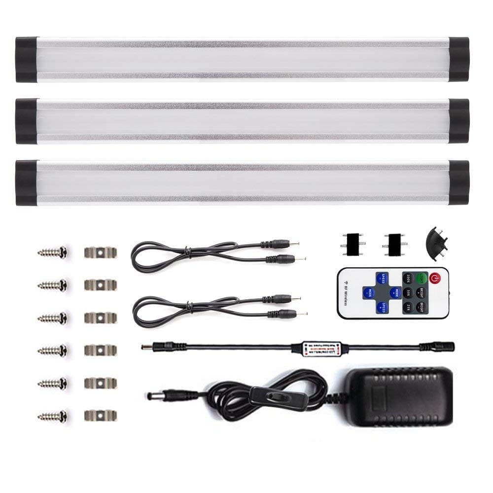 [ Upgrated Version ] ANSCHE LED Under Cabinet Lighting, 1100LM Dimmable 3pcs DIY Ultra Thin Kitchen Closet Counter Light Panel Kits with Remote Control(CRI 90+, Warm White 3000K) [Energy Class A++]