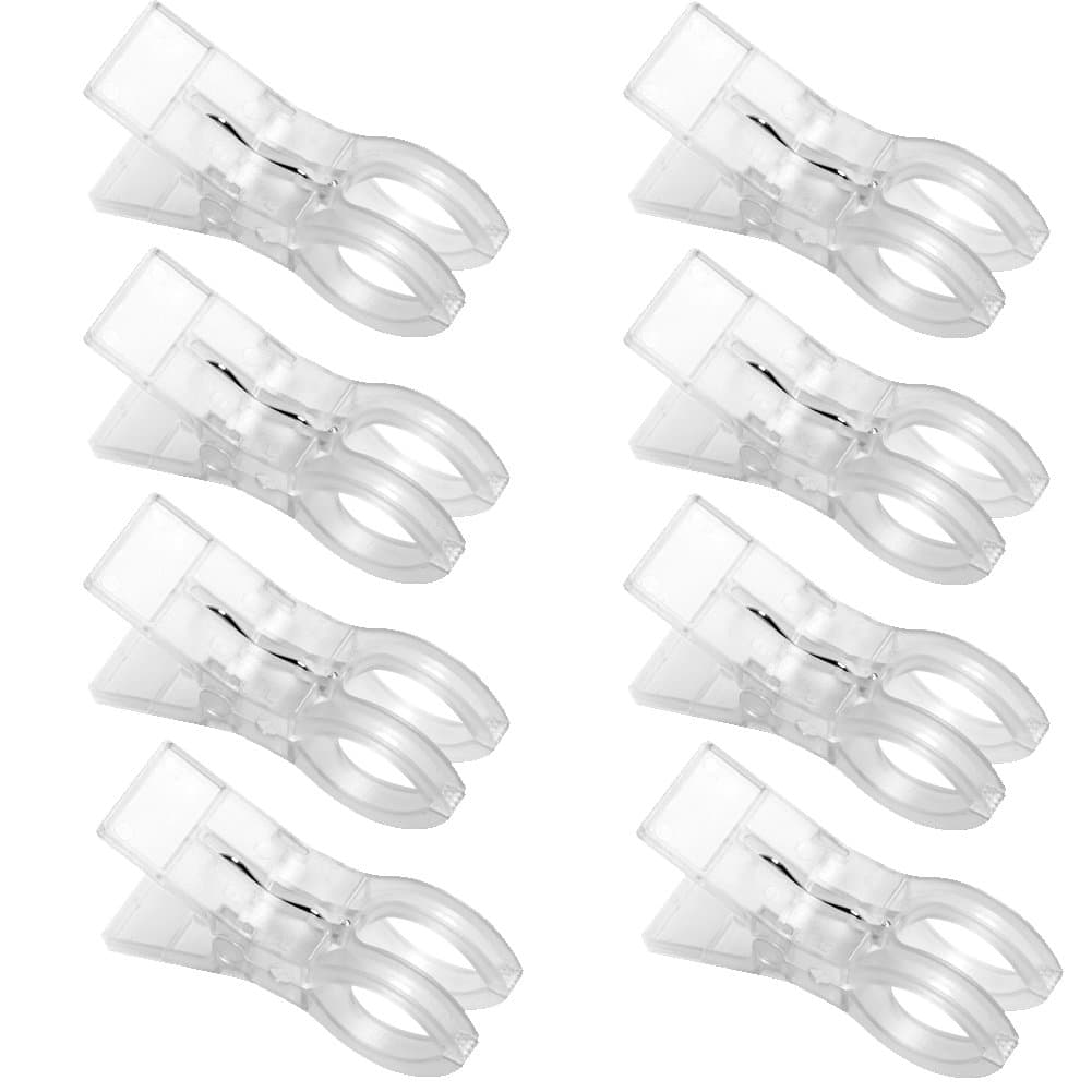 LzttyeeClear White Beach Towel Clips Plastic Clothing Hanger Clamp Keep Your Towels From Blowing Away-Beach Chair or Pool Loungers on Your Cruise (8Pcs)