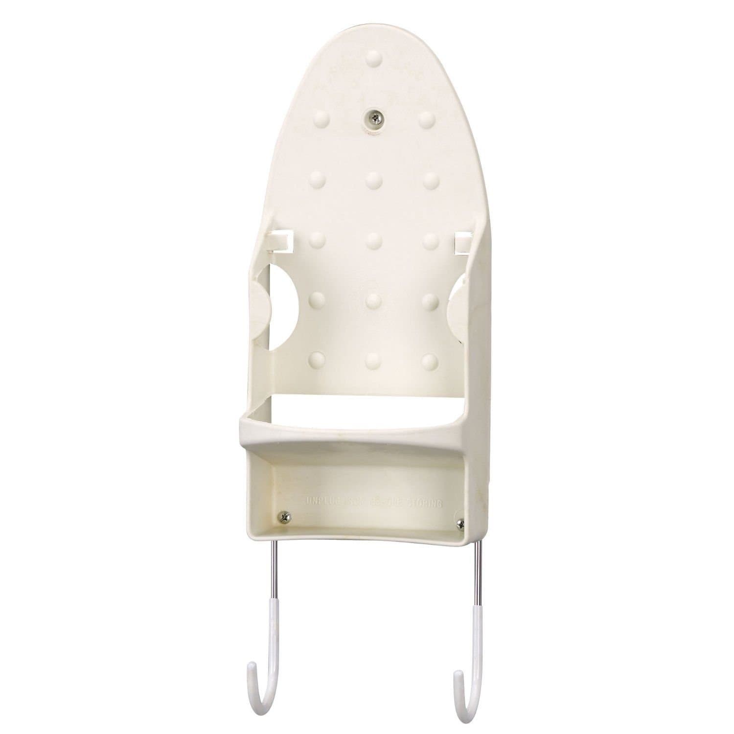166-1 Iron Wall Mount with Attached Ironing Board Hooks,White