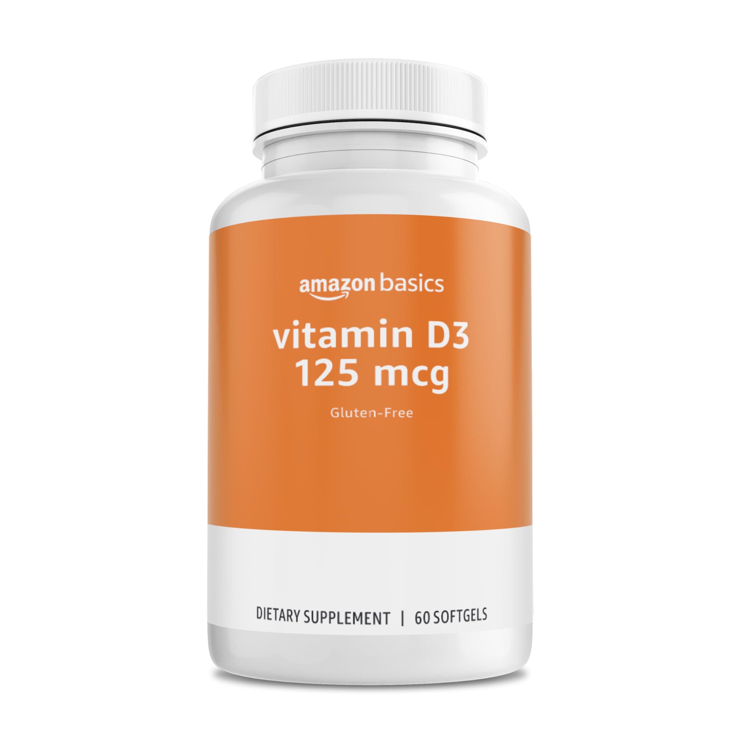 Amazon Basics - Vitamin D3, 125 mcg, 60 Softgels (1 per serving), Gluten Free