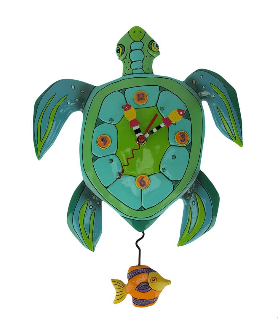 P1858 Whimsical Turtle Pendulum Wall Clock Sup Dude?