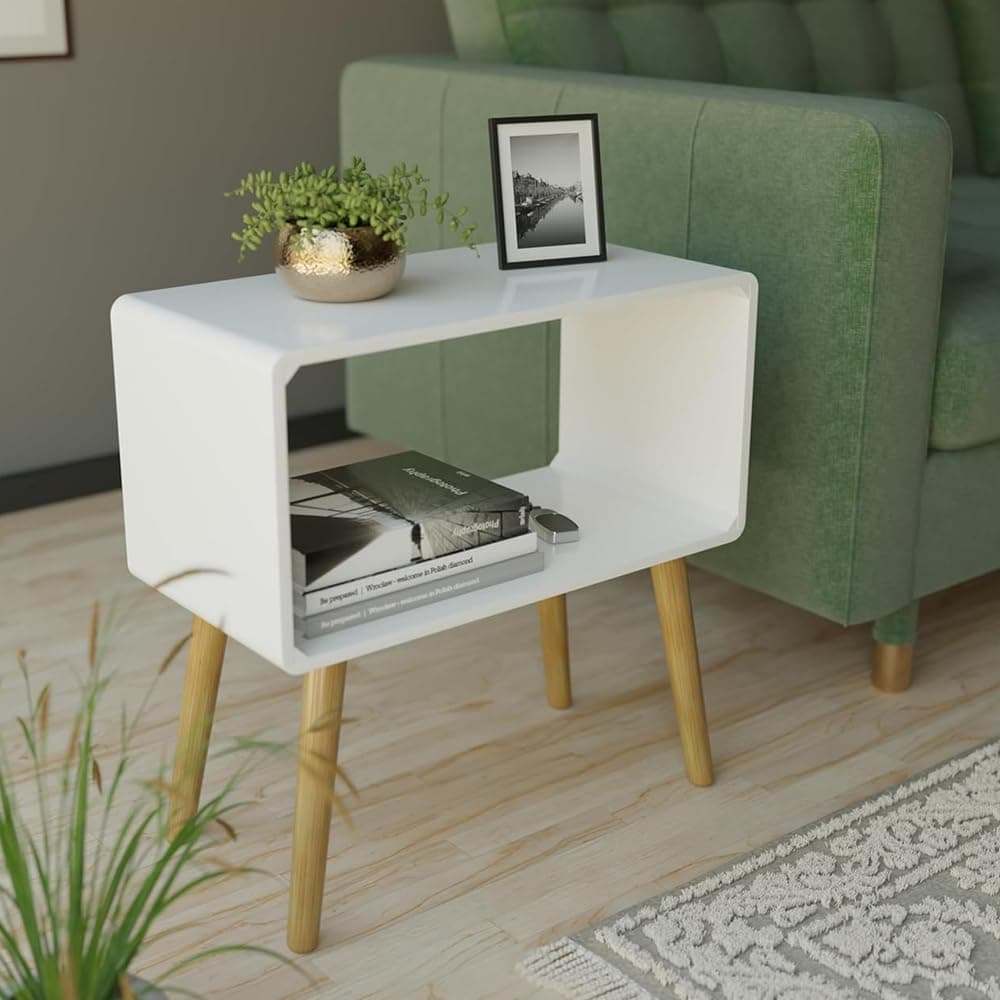 Bookcase Nightstand Side End Table Bedrooms Night Stand Bed Side Coffee Table Living Room Small Magazine Stand With Storage Engineered Wood Modern Furniture (White)