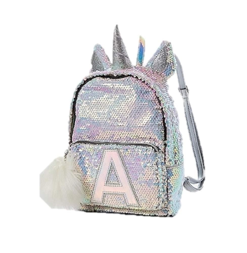 Letter M Justice Flip Sequin Mini Backpack Bleach White Unicorn Initial (Letter M)