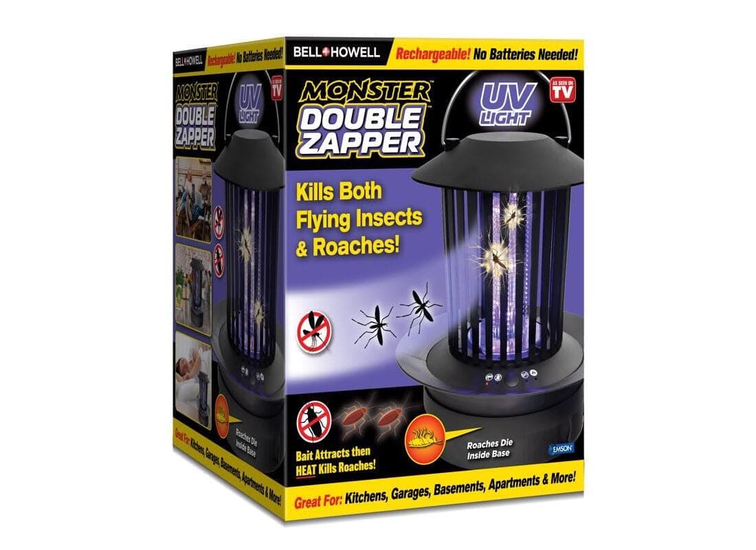 Double Zapper 18W by Bell+Howell Plug-in Electric Bug Killer, Zaps Flies, Mosquitoes, Ants/Bait and Heat Kills Cockroaches As Seen On TV 8.5”