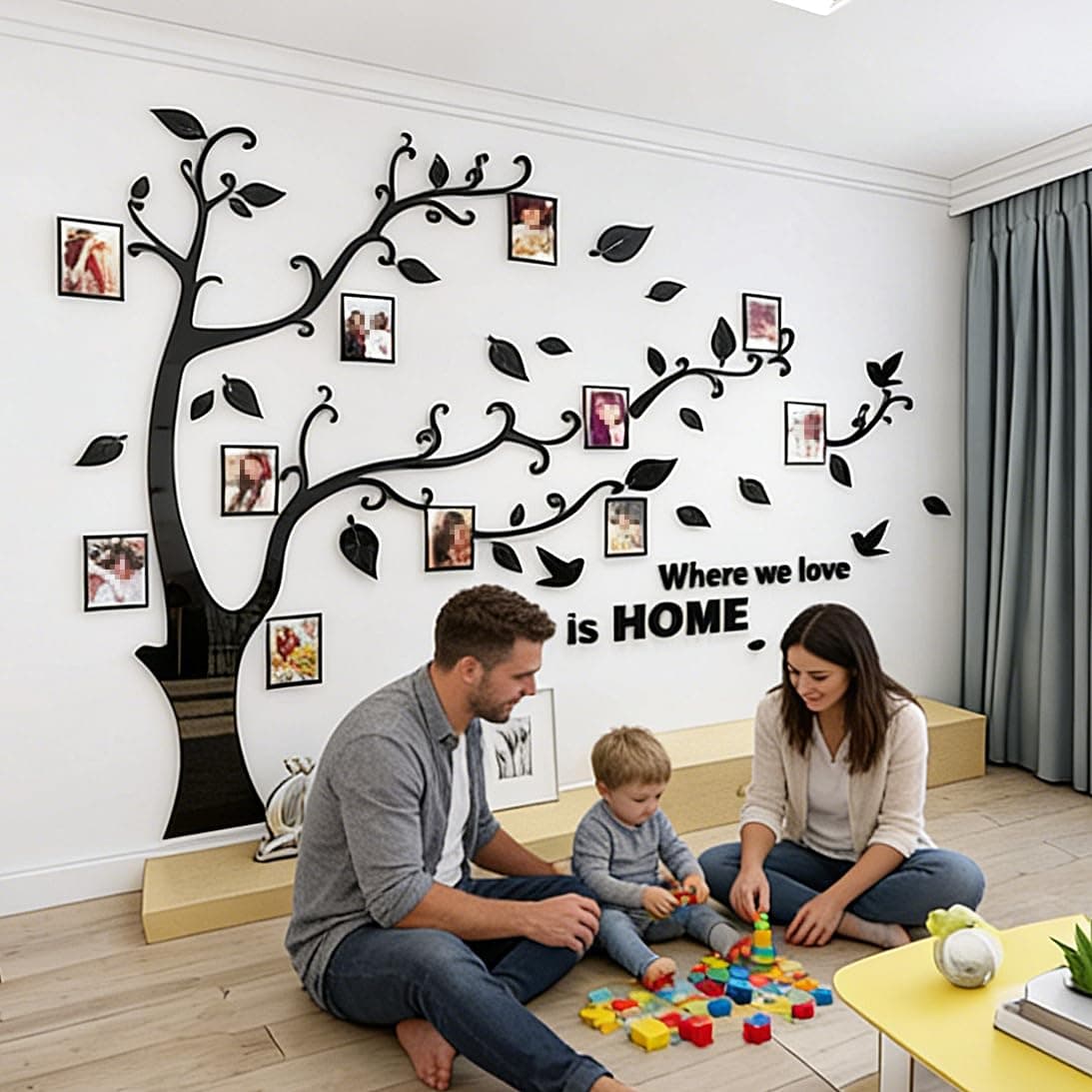 guangmu 3D Tree Wall Stickers DIY Wall Stickers Tree Arts Decorations for Living Room Bedroom (XL: 200 x 276 cm, Black Right)