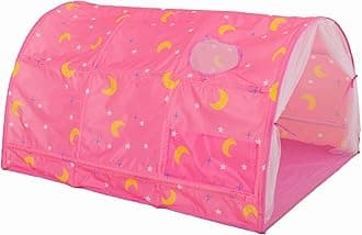 Happy Tent Space Stars Bed Tents for Kids Portable Play Tent Game House for Boys Girls Breathable Cottage DIY Inner Pocket Sleeping Tent Toddlers Playhouse with Double Net Curtain & Carry Bag (Pink)