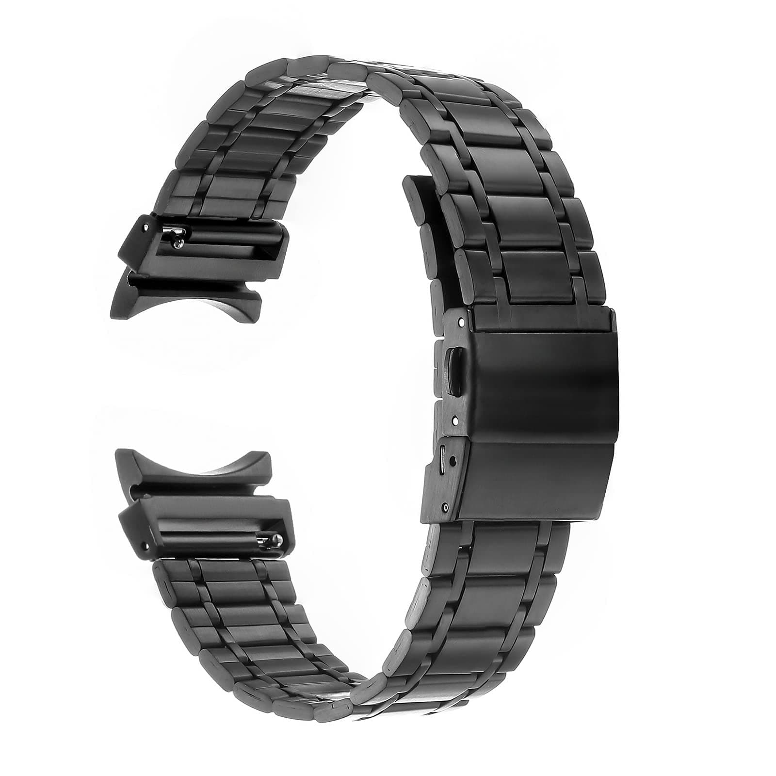 PBCODEBlack No Gap Metal Watch Bands for Men 20mm Adjustable Strap Replacement Band for Women Men