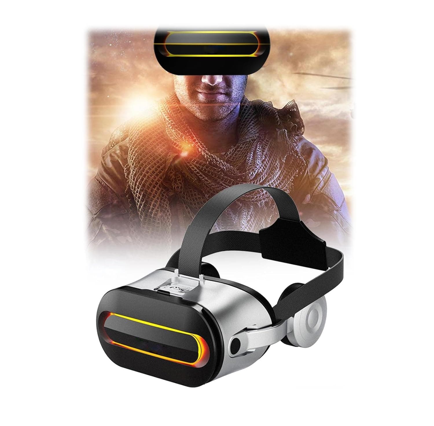 VR Headset 3D Glasses Virtual Reality Headset with HiFi Stereo Headphones for VR Games 3D Movies Eye Care System for Smartphones Compatible for iOS Android