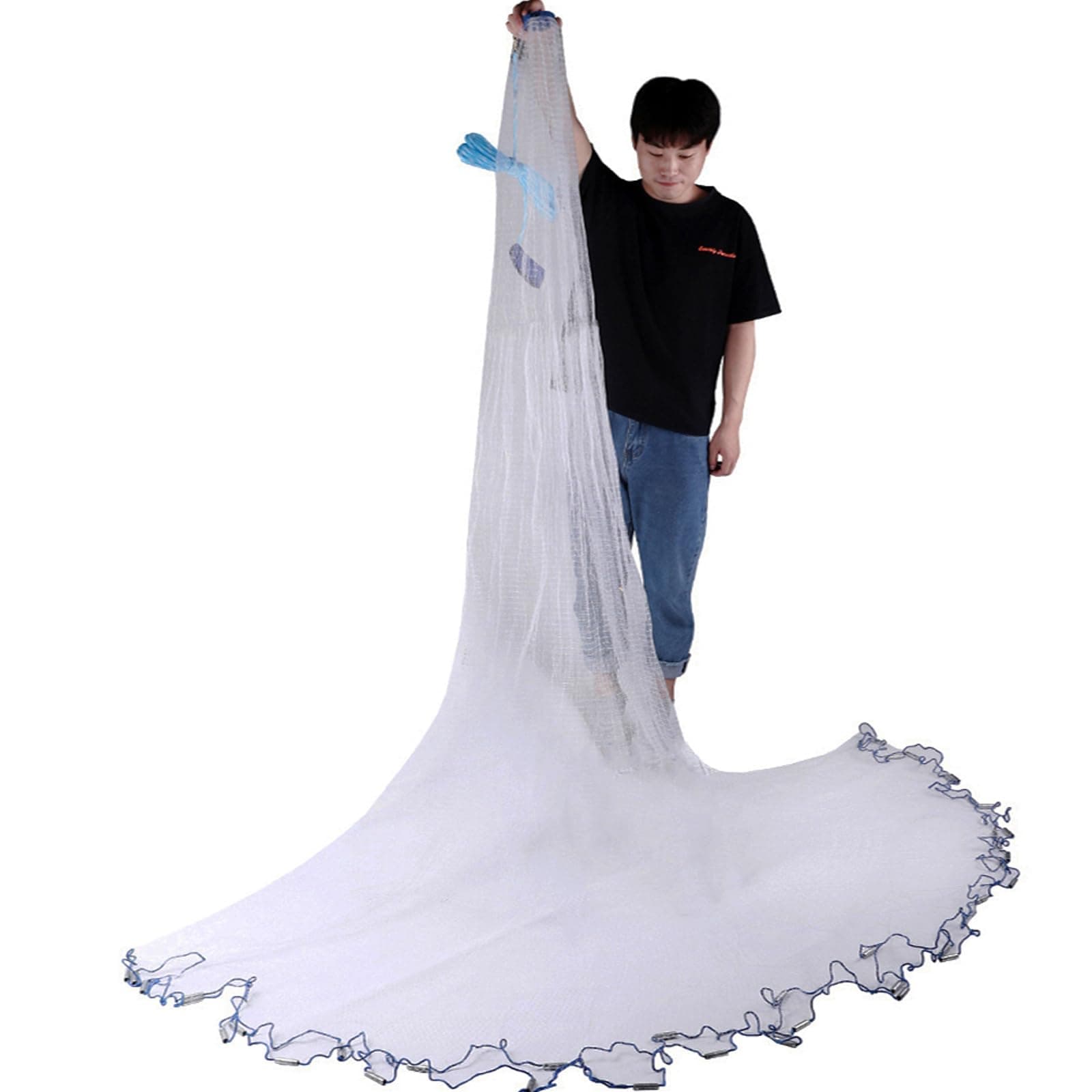 Cast Net Cast Nets for Fishing Hand Throw Bait Nets 1/2 inch Mesh Freshwater Saltwater Fish Gear - Ideal for Shrimp, Fish & Fly Fishing with 3FT - 12FT Radius