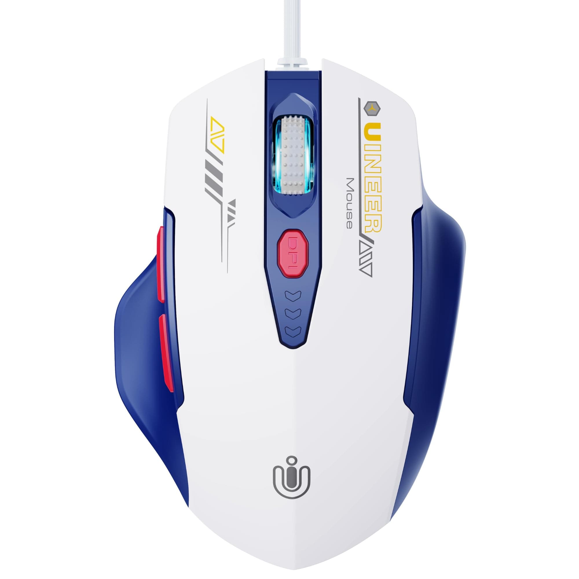 – Mouse with Cable, Ergonomic Design, Up to 7200 DPI Adjustable with 6 Buttons, Computer Mouse PC Laptop Computer, Plug & Play, Matte Blue/White