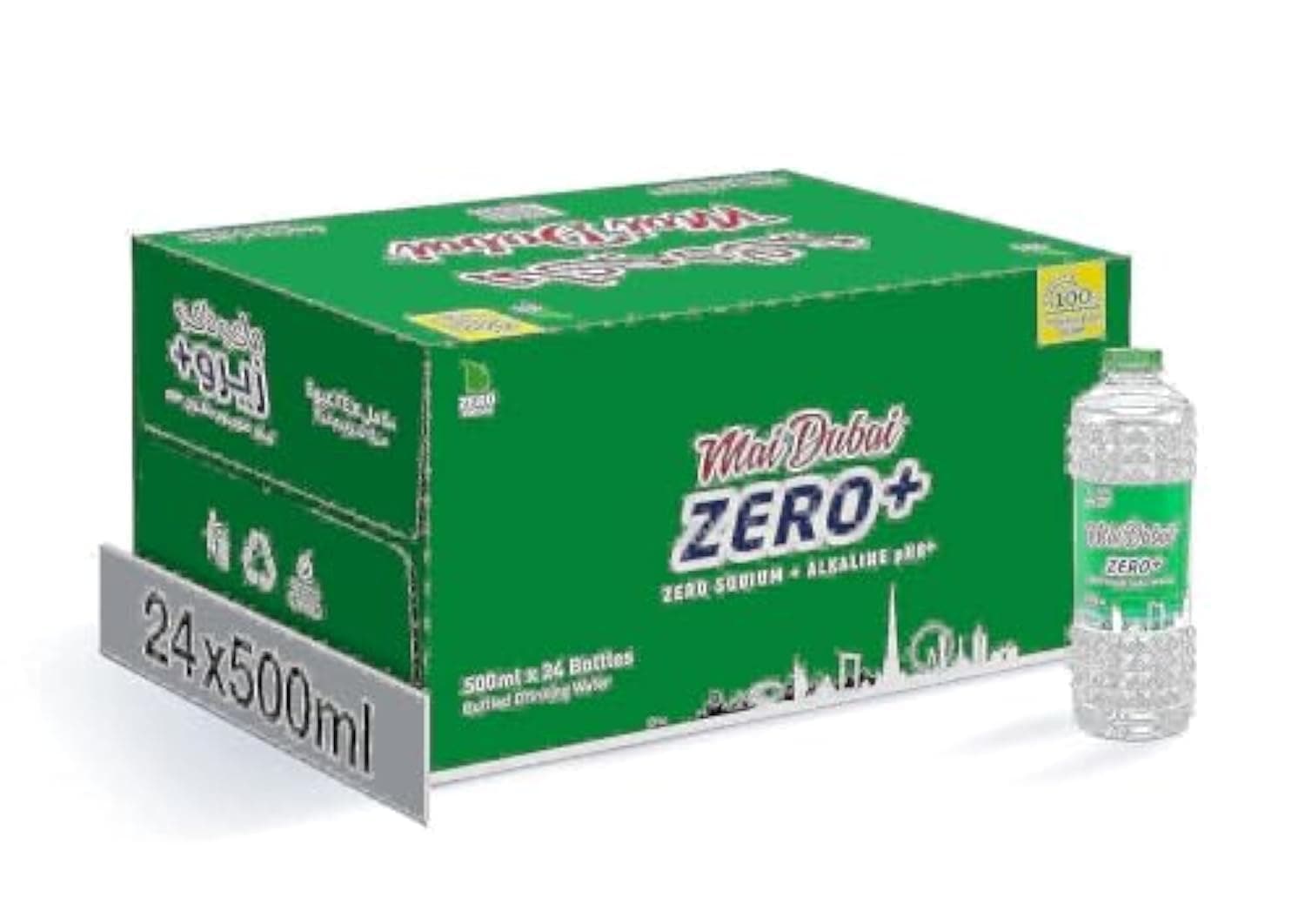 Mai Dubai Zero 500ml x 24 Bottles – Drinking Water | Zero Sodium | Alkaline pH8+ | Pure Hydration for Optimal Wellness | 100% Solar-Powered | Dubai’s Most Preferred Local Brand