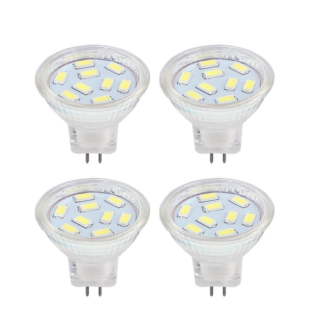 LED MR11 Light Bulbs 2W, 12V 20W Halogen Replacement, GU4 Bi-Pin Base, Daylight White 6000K (Pack of 4)