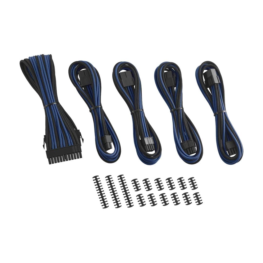 CableMod 8+8 Series Classic ModFlex Sleeved Cable Extension Kit (Black + Blue)