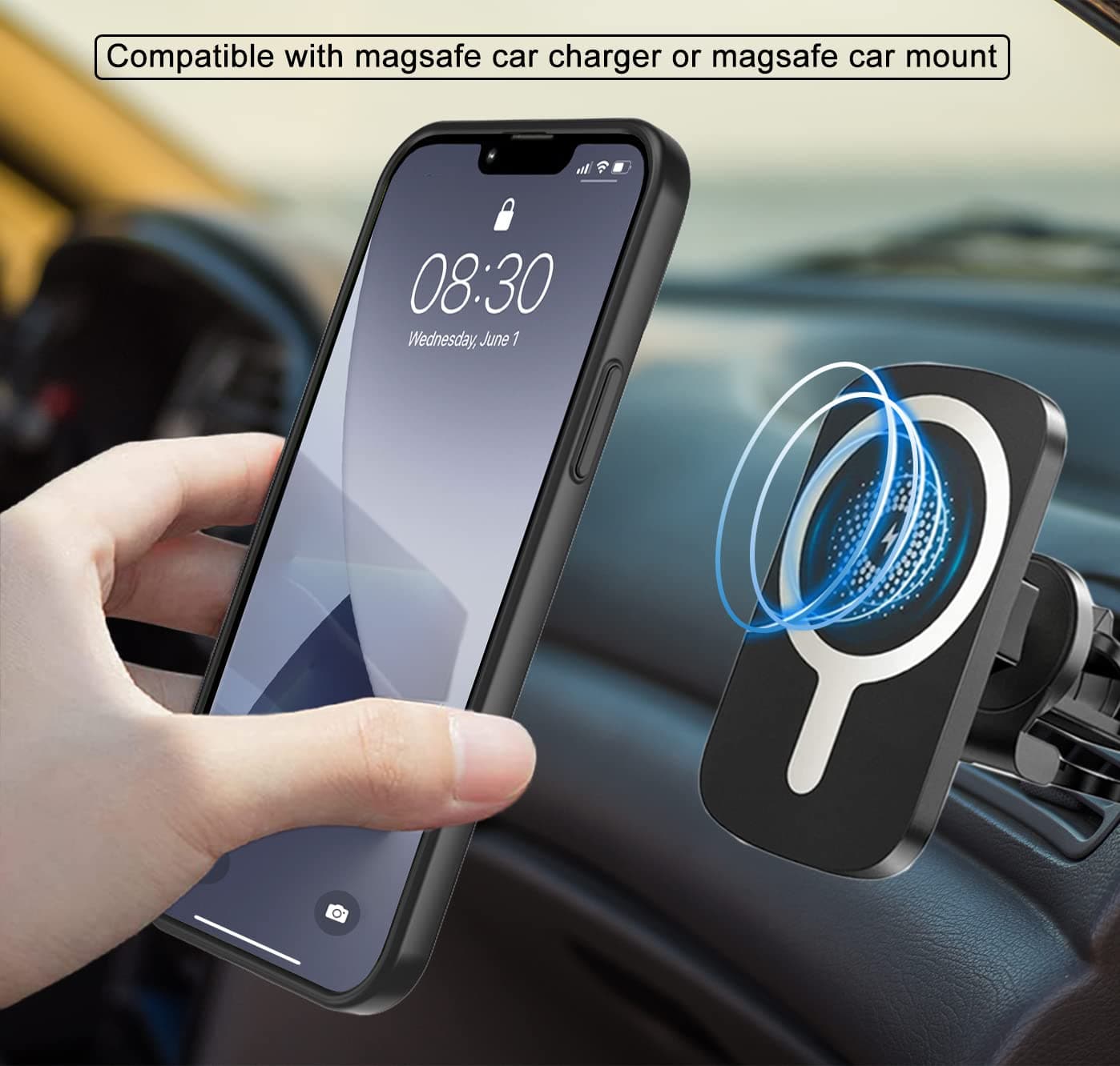 chitri Compatible for iPhone 13 Pro Max Case, [Two-Way Stand Magnetic Case] Compatible with MagSafe Charger [with Metal Kickstand] Translucent Matte Back Soft Edge Shockproof Protective Case, Black