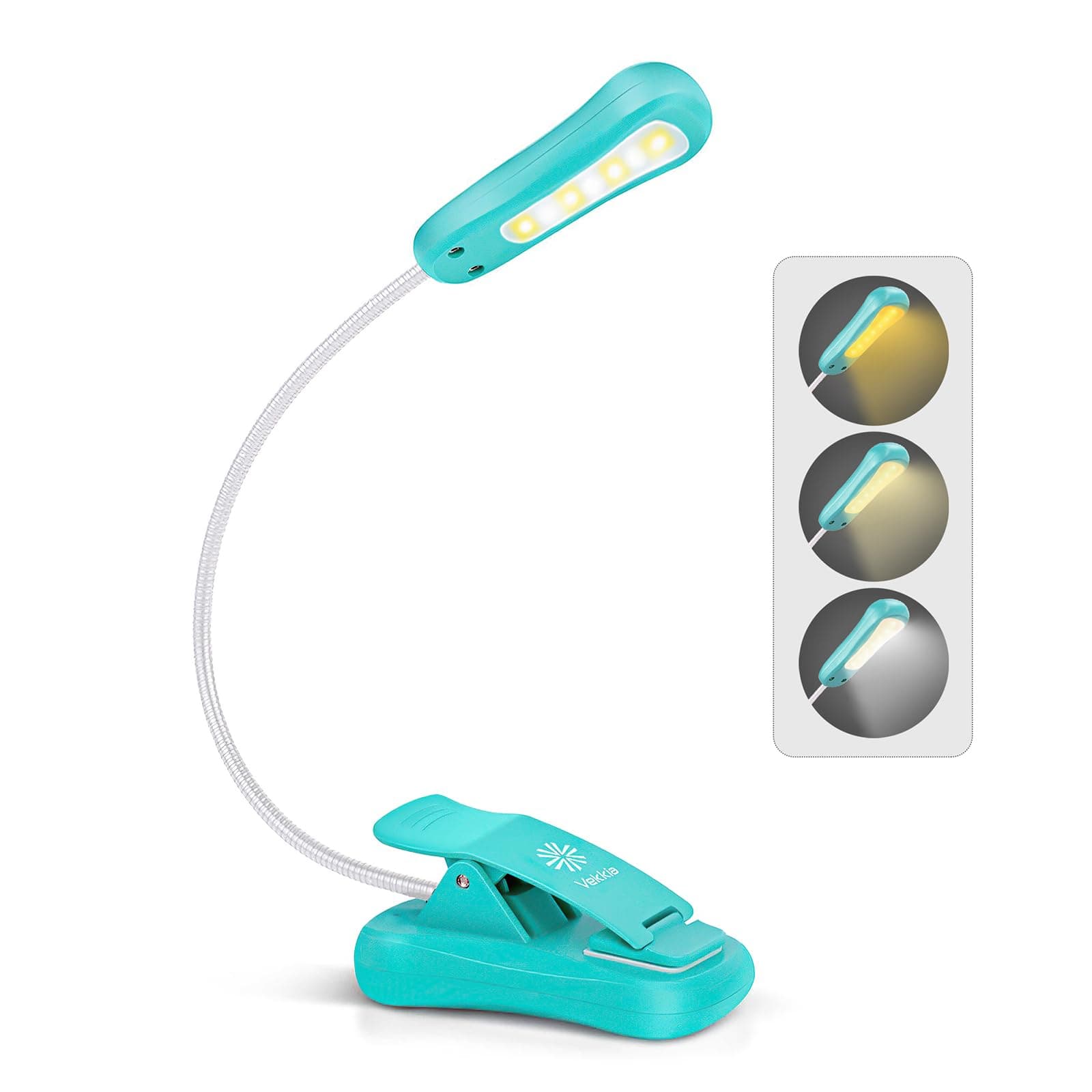 LuminoLite Rechargeable 7 LED Book Light, Reading Lights for Reading in Bed, 3000-6000K Dimmable 9 Brightness Levels, Up to 60 Hours Lighting. Perfect for Bookworms, Kids & Travel. (Tiffany Blue)