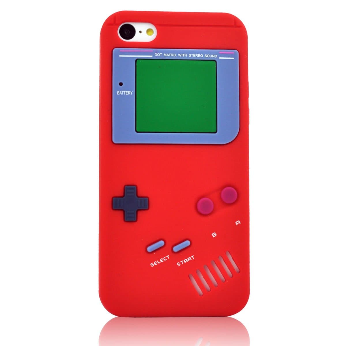 I Need(TM) Stylish 3D Game Boy Style Red Soft Silicone Cover Case Compatible for Apple iPhone 5C+3D Alien Stylus Pen+I-Need Wristband Gift(Retail Package)