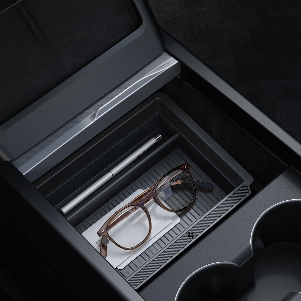 Spigen Center Console Organizer Tray [Sliding] for Tesla Model Y Juniper (Only Premium & Performance 2026/25) & Model 3 Highland (Standard, Premium, Performance 2026/25/24) Smooth Slide Technology