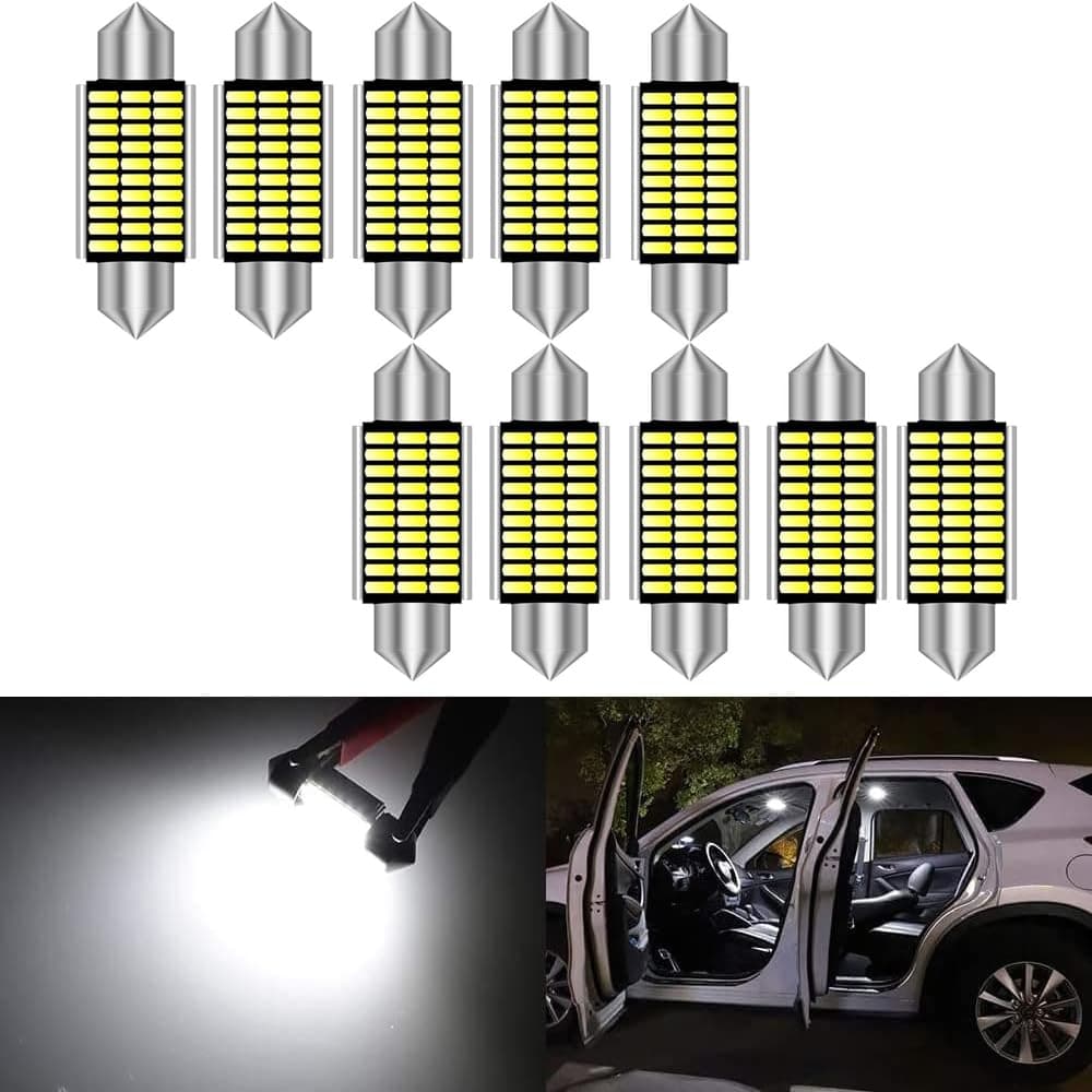Bynome Festoon C5W LED bulbs Super Bright Chipsets Canbus Error Free LED interior car lights Dome License Plate Door Lights DE3175 DE3021 DE3022 3175,6000K White (4PCS 39MM 1.54")