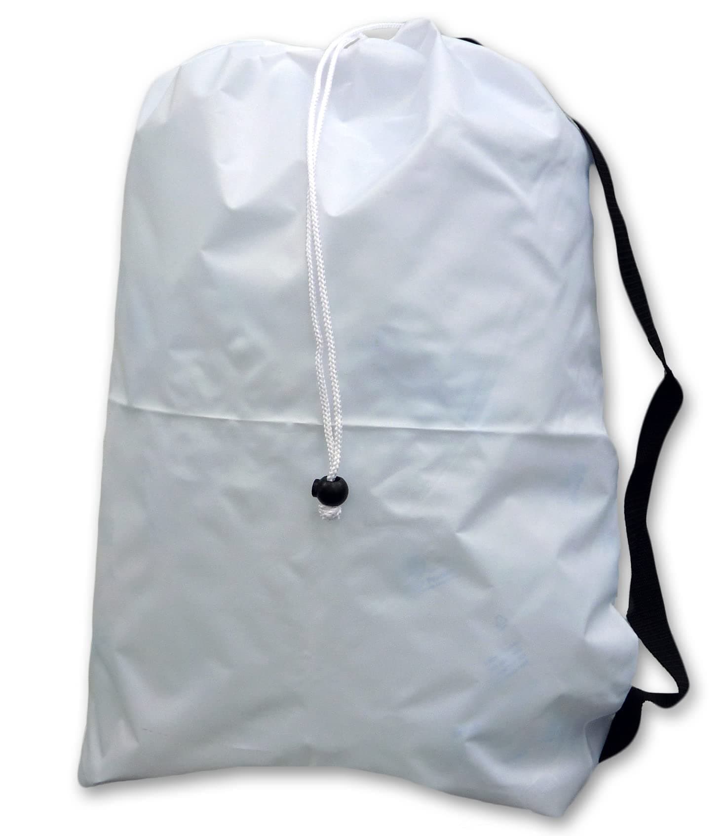 Strap Laundry Bag with Drawstring and Lockable Closure, Color: White, Size: 22x28