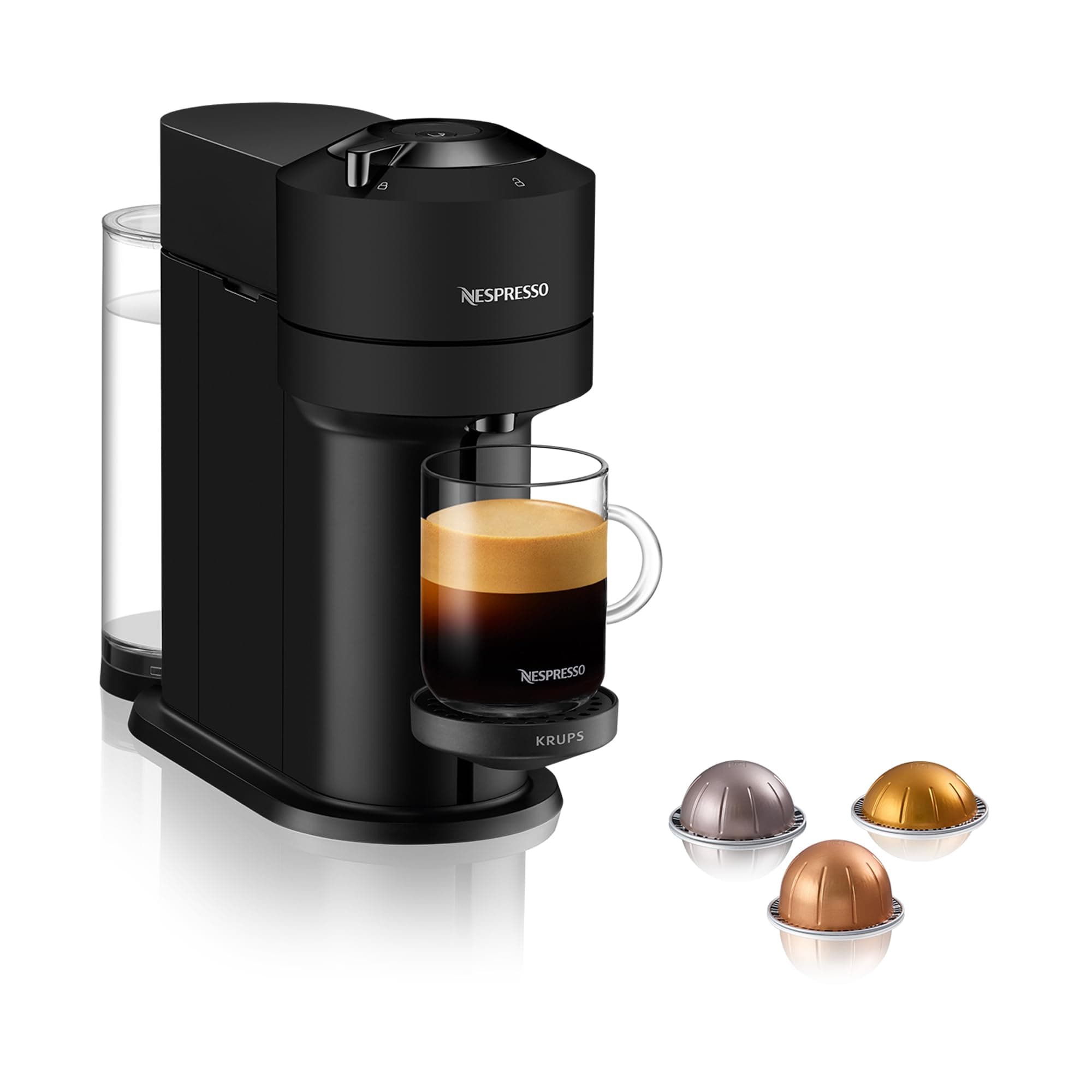 Vertuo Next Automatic Pod Coffee Machine for Americano, Decaf, Espresso by Krups in Matt Black
